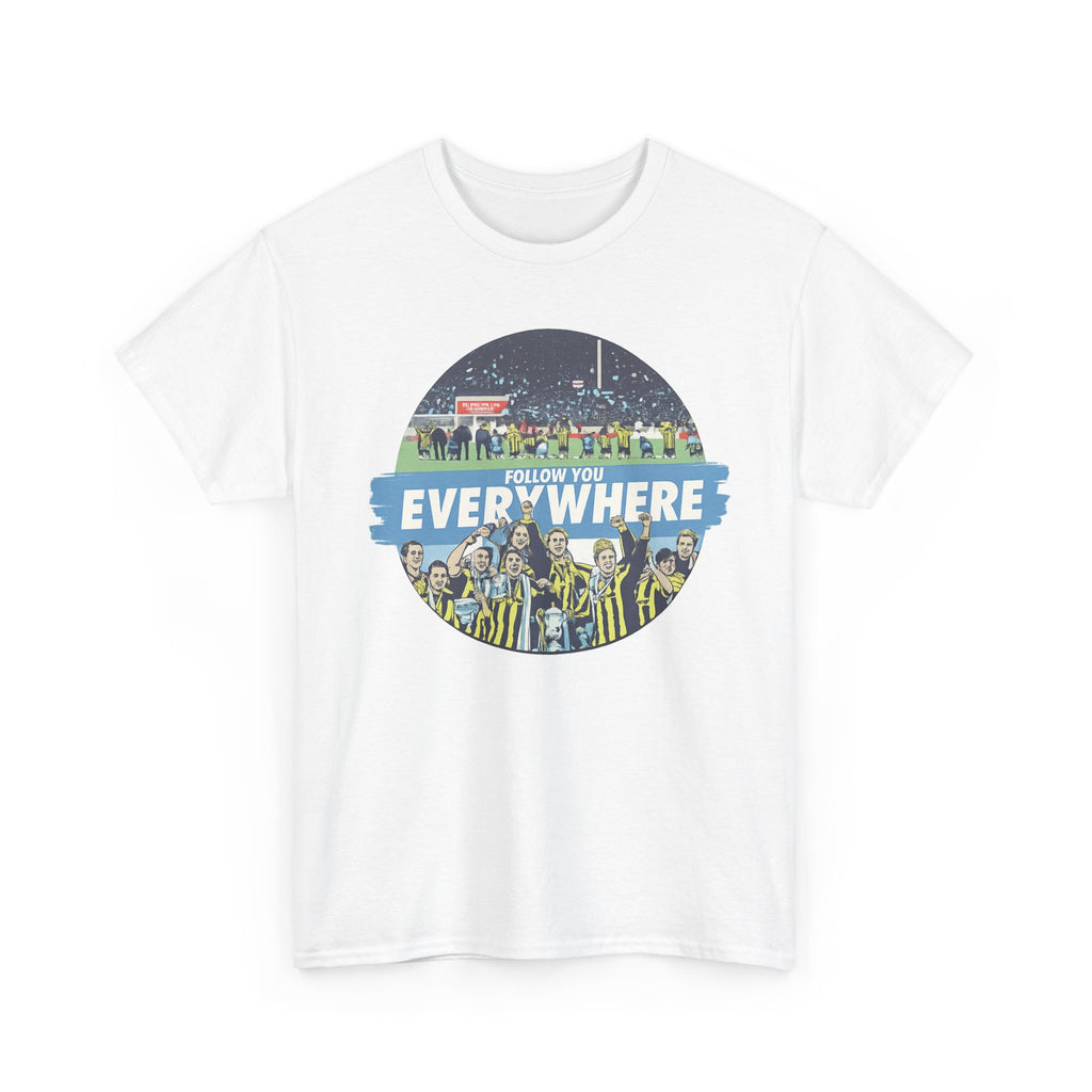 Manchester City Everywhere Soccer Crowd Graphic Tee — 'Follow You Everywhere' Fan Shirt