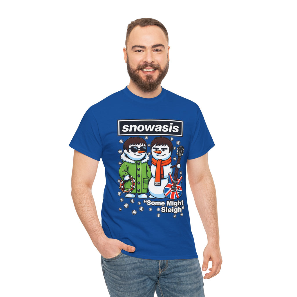 Snowasis ‘Some Might Sleigh’ Christmas Snowman #Oasis Inspired Cotton T-Shirt / Tee