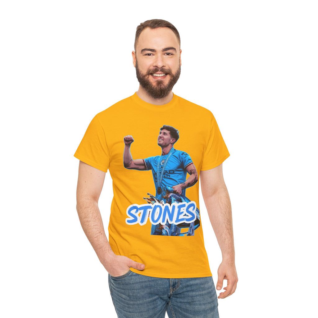 John Stones Manchester City Soccer Fan Tee — Blue Player Graphic T-Shirt