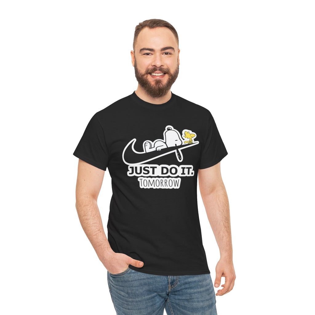 Snoopy "Just Do It Tomorrow" Graphic Cotton T-Shirt