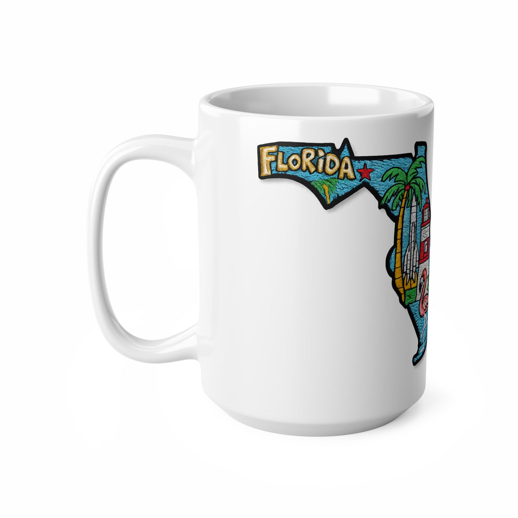 Florida State Map Coffee Mug – Retro Palm Trees, Lighthouse & Flamingo 11oz/15oz