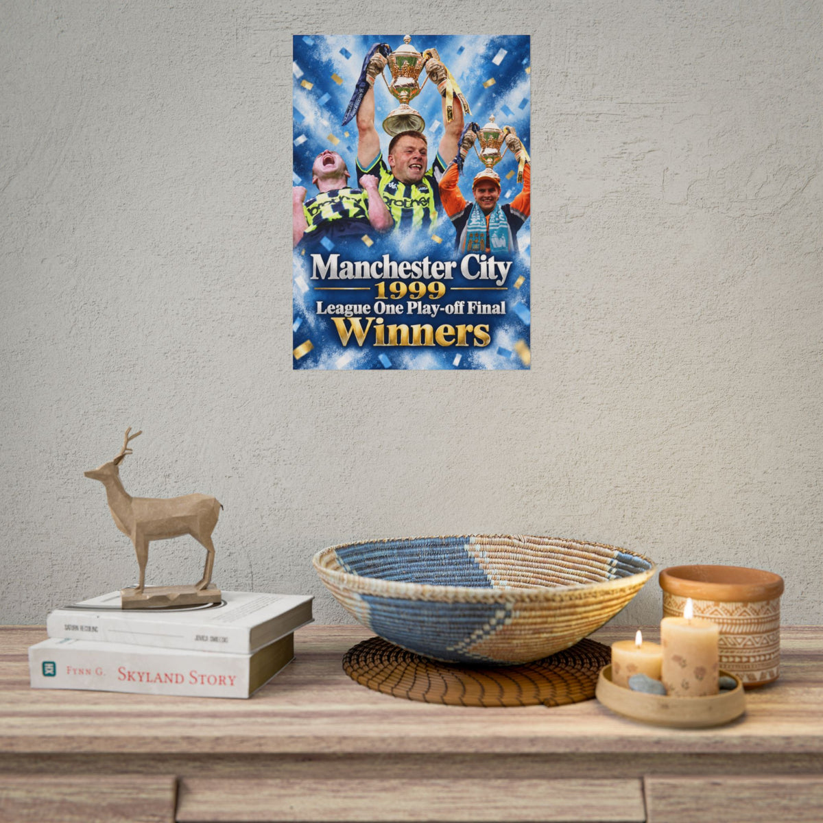 Manchester City 1999 League One Play-off Final Winners Poster