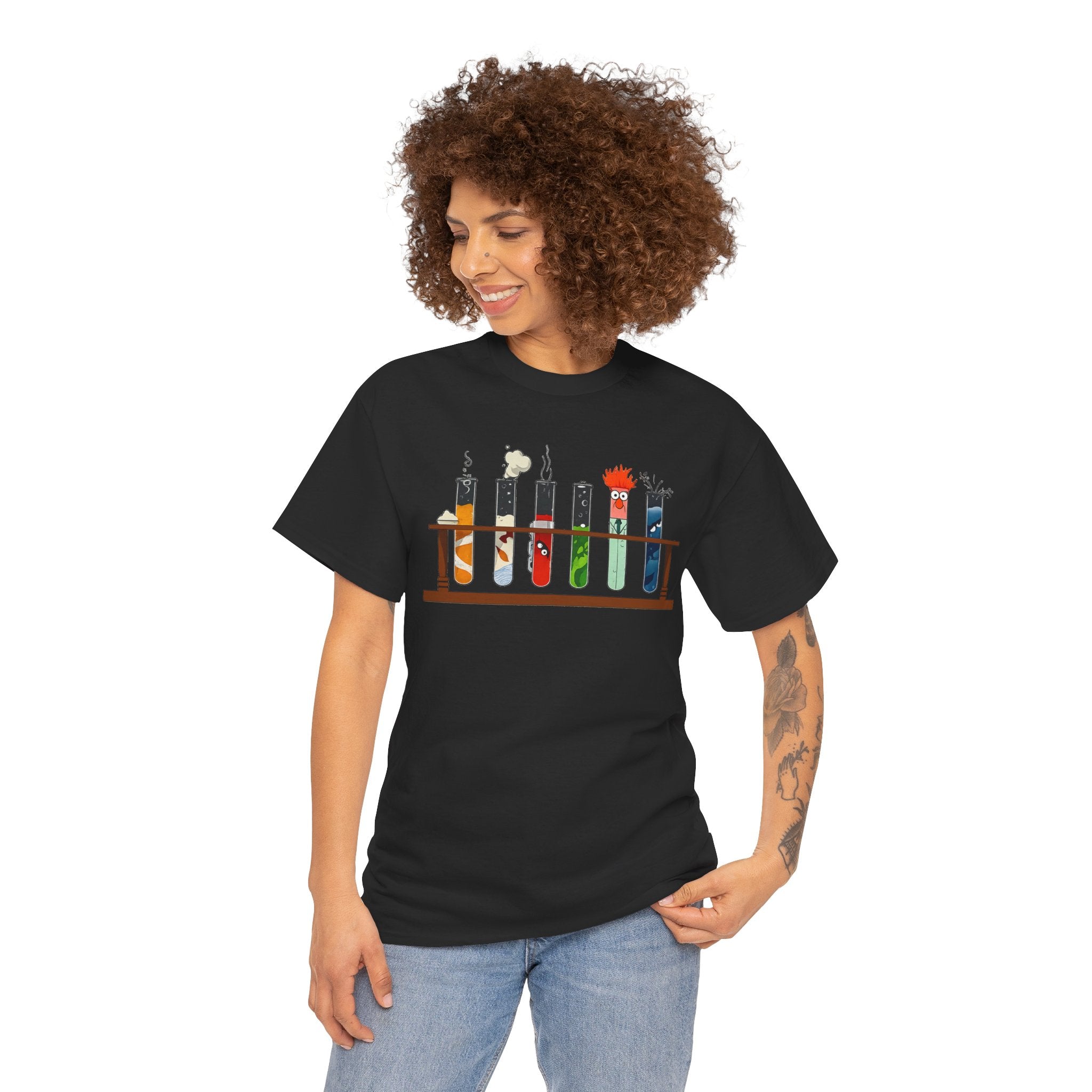 Muppets Beaker Science Test Tube Cats T‑Shirt — Cute Laboratory Cat Illustrations Tee