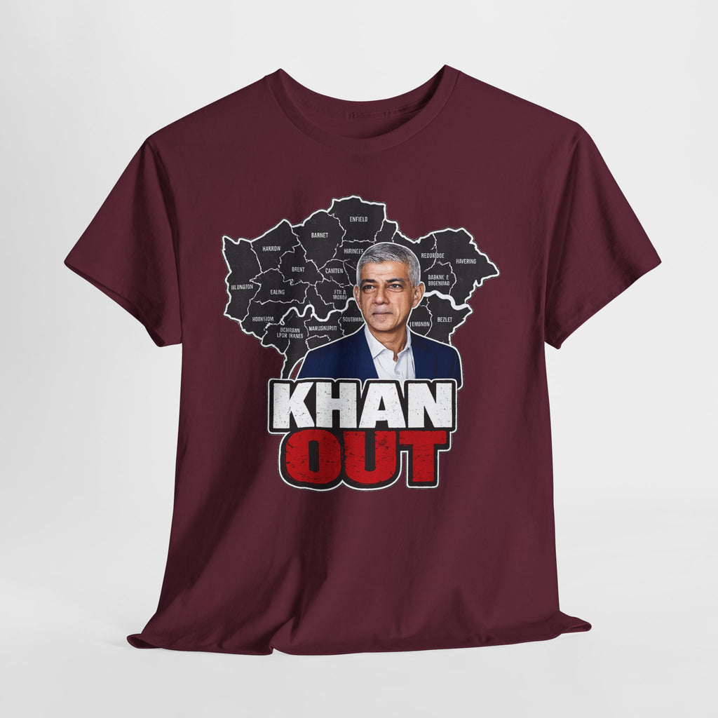 Sadiq Khan Out" Political Protest Tee with Sadiq Khan Graphic T-Shirt
