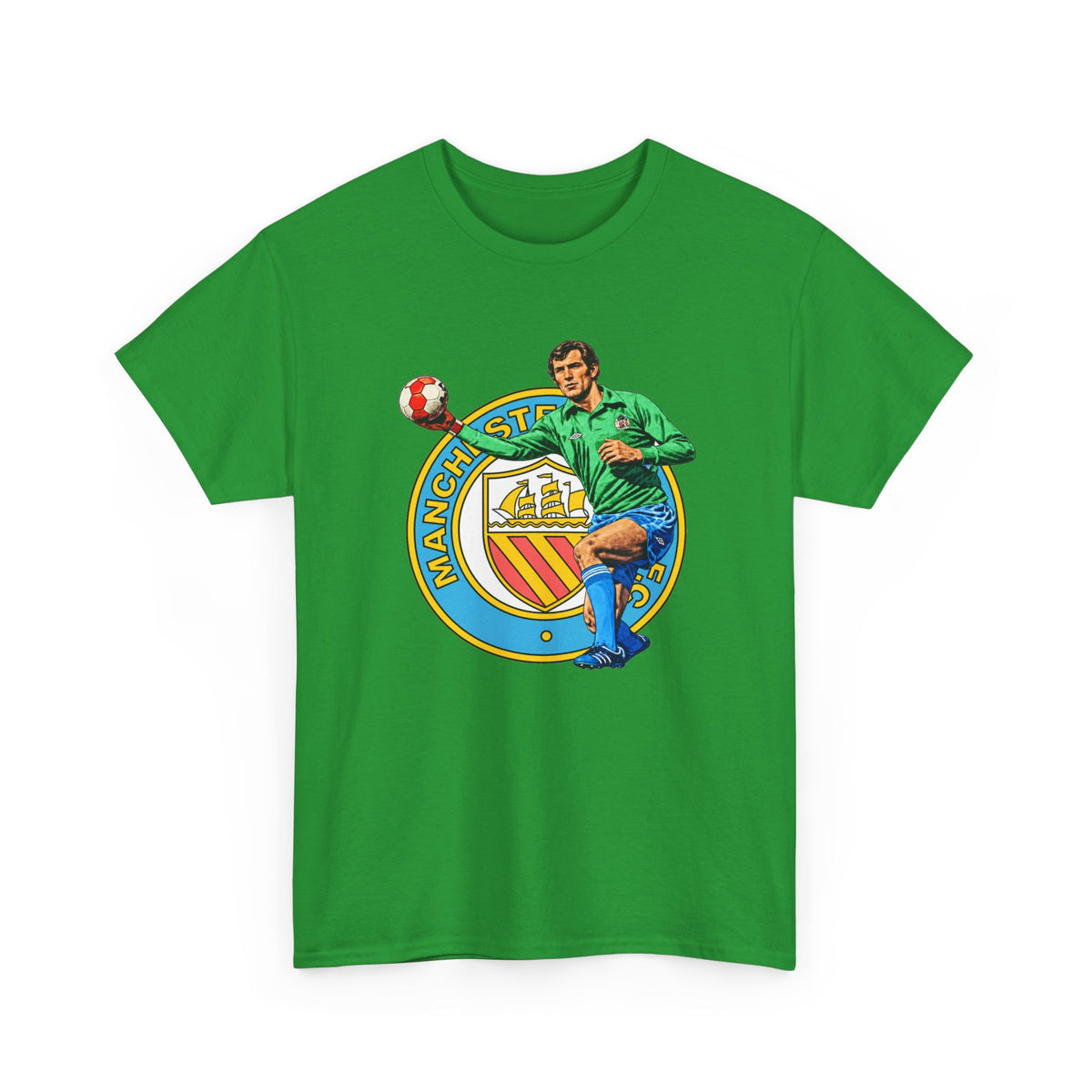 Joe Corrigan Manchester City Crest T-Shirt — Vintage Football Player Graphic Tee
