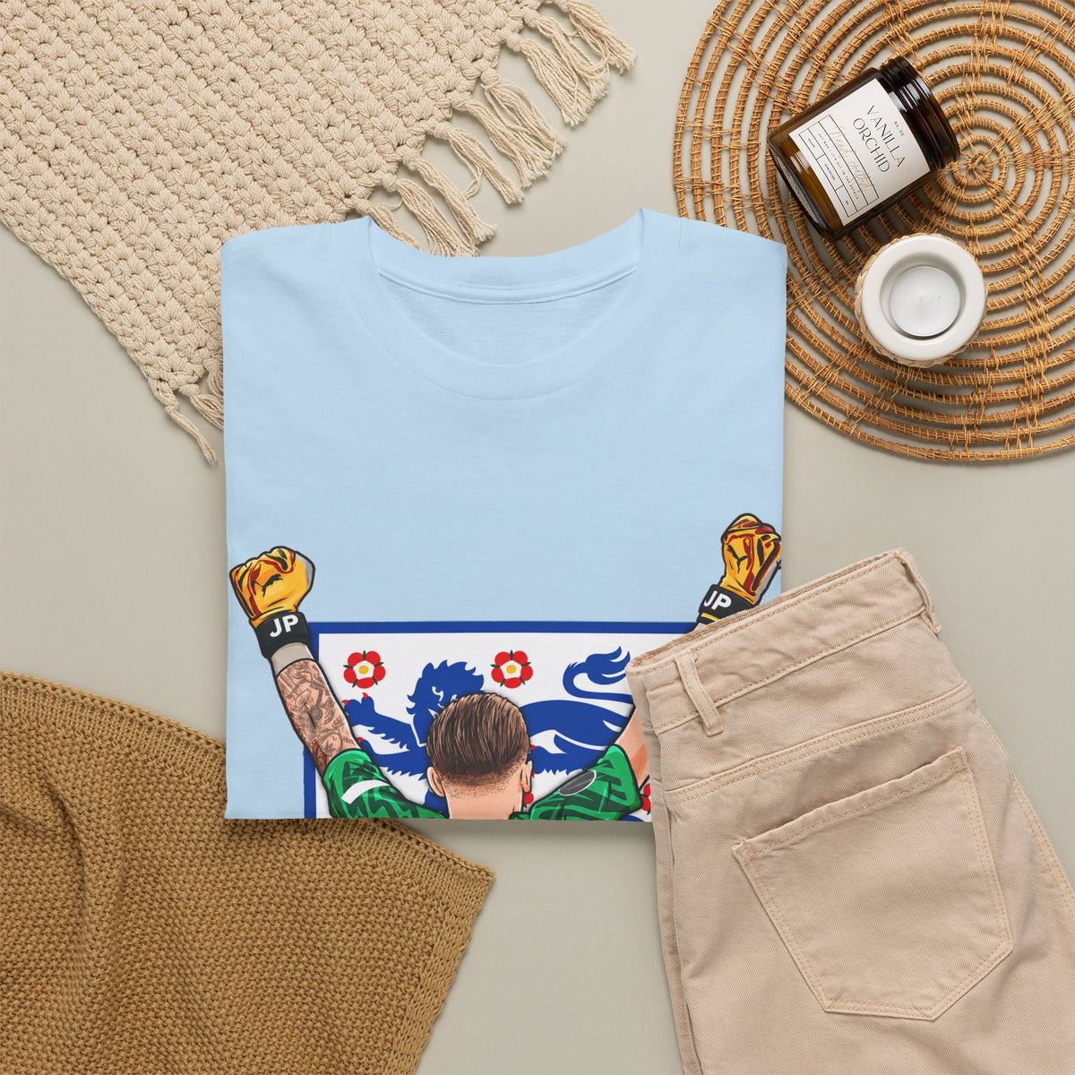 Pickford England Number 1 Goalkeeper Graphic Tee — Victory Pose Jersey Design