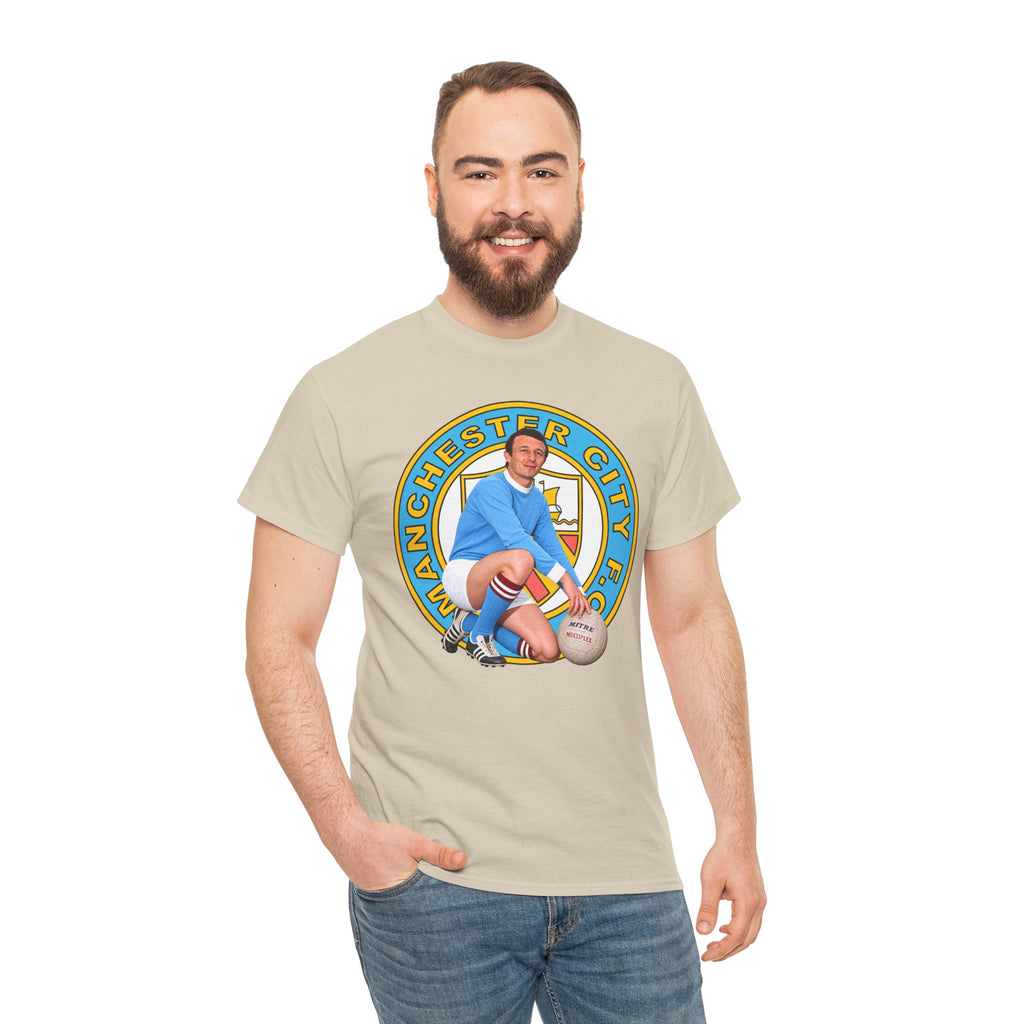 Mike Summerbee Manchester City Vintage Soccer Tee — Retro Player Crest Graphic