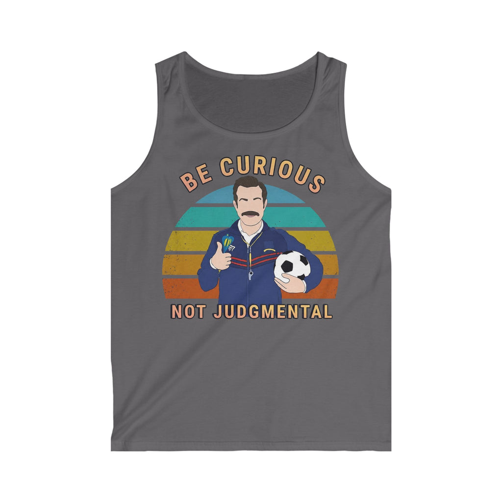 Ted Lasso Inspired Be Curious Not Judgmental Tank Top – Retro Soccer Coach Graphic