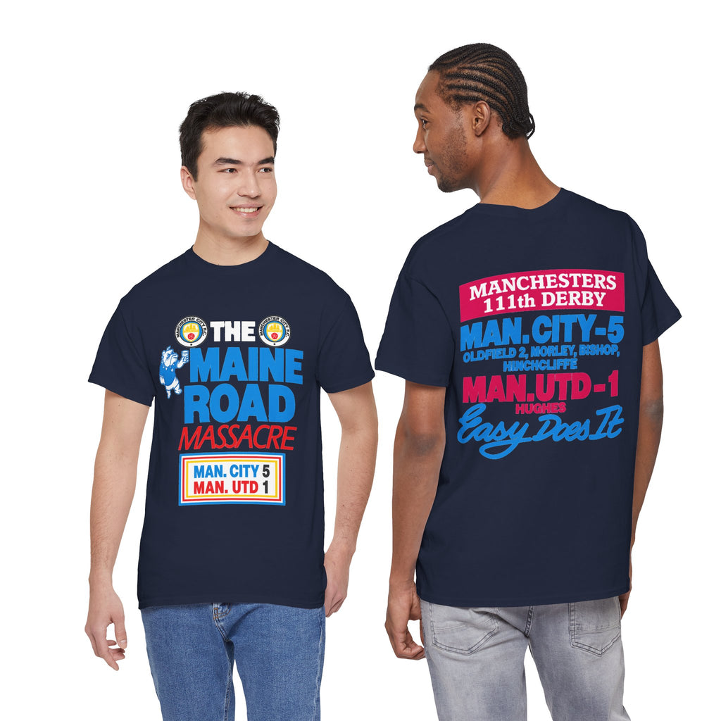 Maine Road Massacre Retro Cotton T-Shirt — Man City 5 vs Man Utd 1 Retro September 1989 Derby T‑Shirt