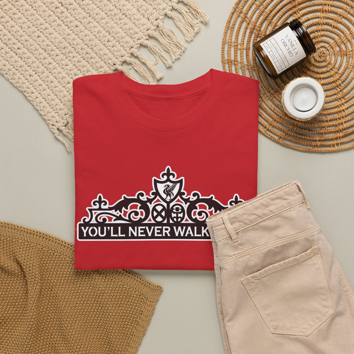 You'll Never Walk Alone T‑Shirt — Liverpool FC Crest Cotton Tee