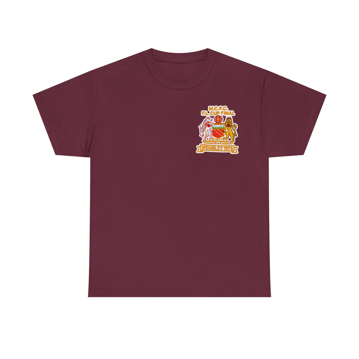 Manchester City 1976 League Cup Final Crest Cotton T‑Shirt — Vintage Football Fan Tee