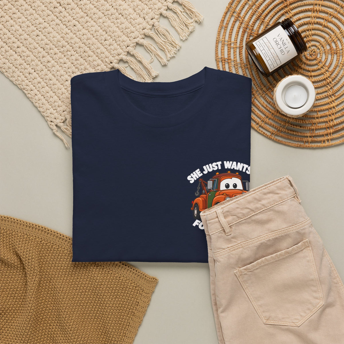 T-Shirt — "She Just Wants Me For My Body" Cute Tow Truck Graphic Tee
