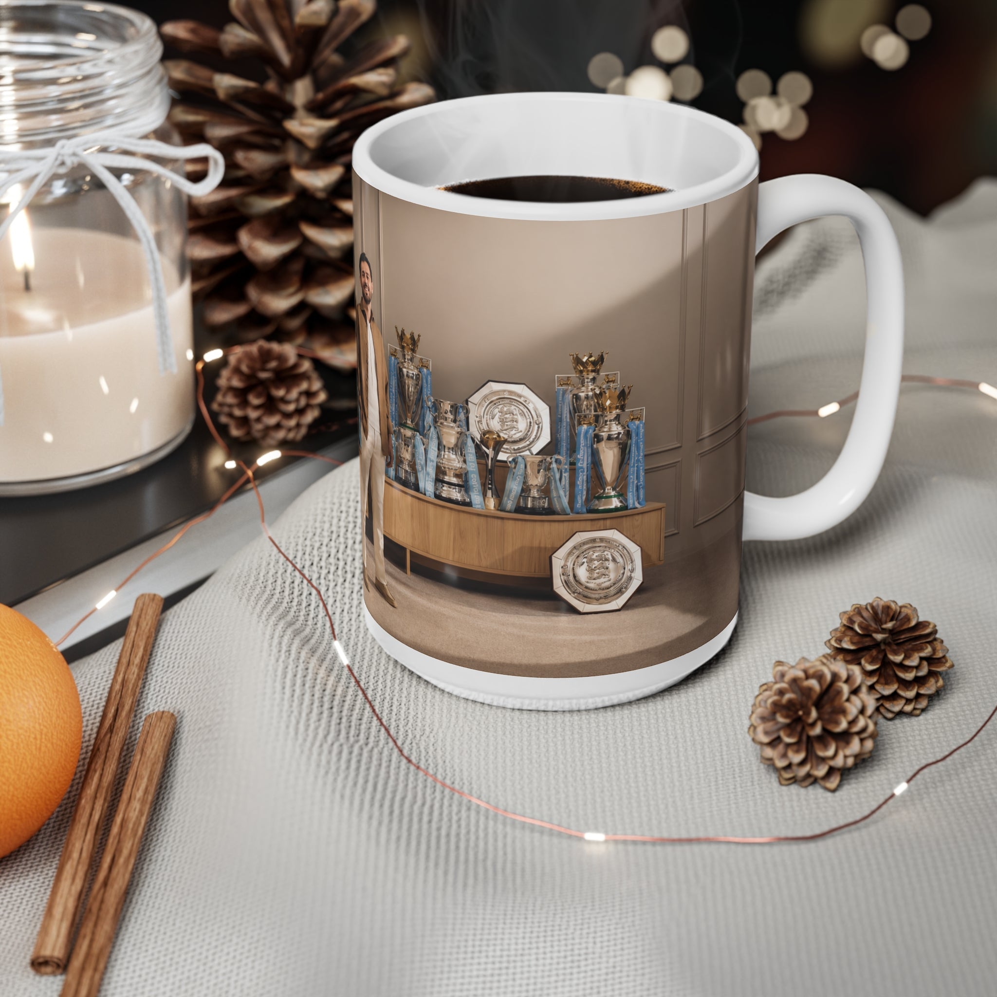 Bernardo Silva Manchester City Trophy Room Coffee Mug — Personalized Photo Ceramic Mug (11oz & 15oz)