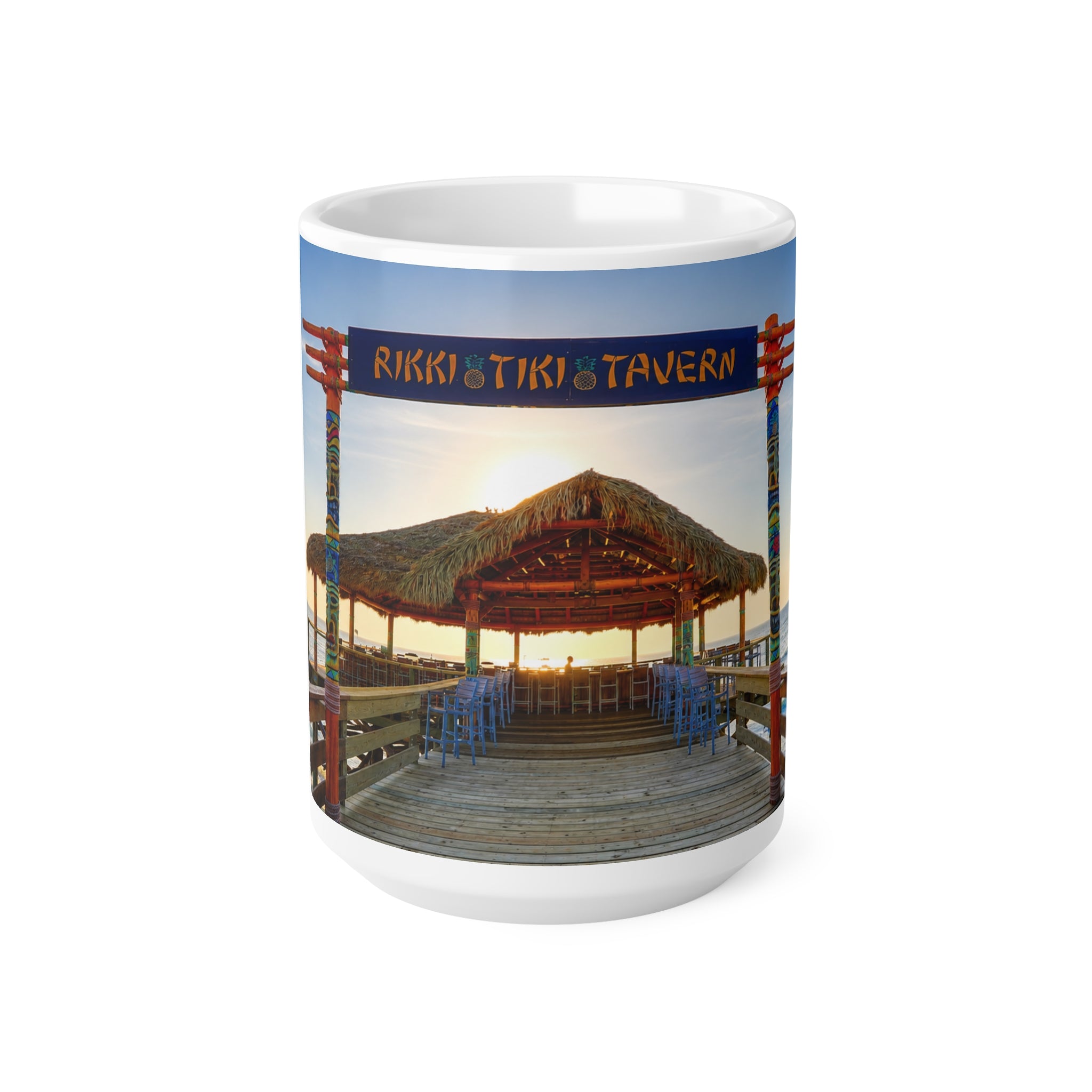 Rikki Tiki Tavern Cocoa Beach Beach Mug — Tropical Tiki Bar Ceramic Coffee Cup (11oz & 15oz)