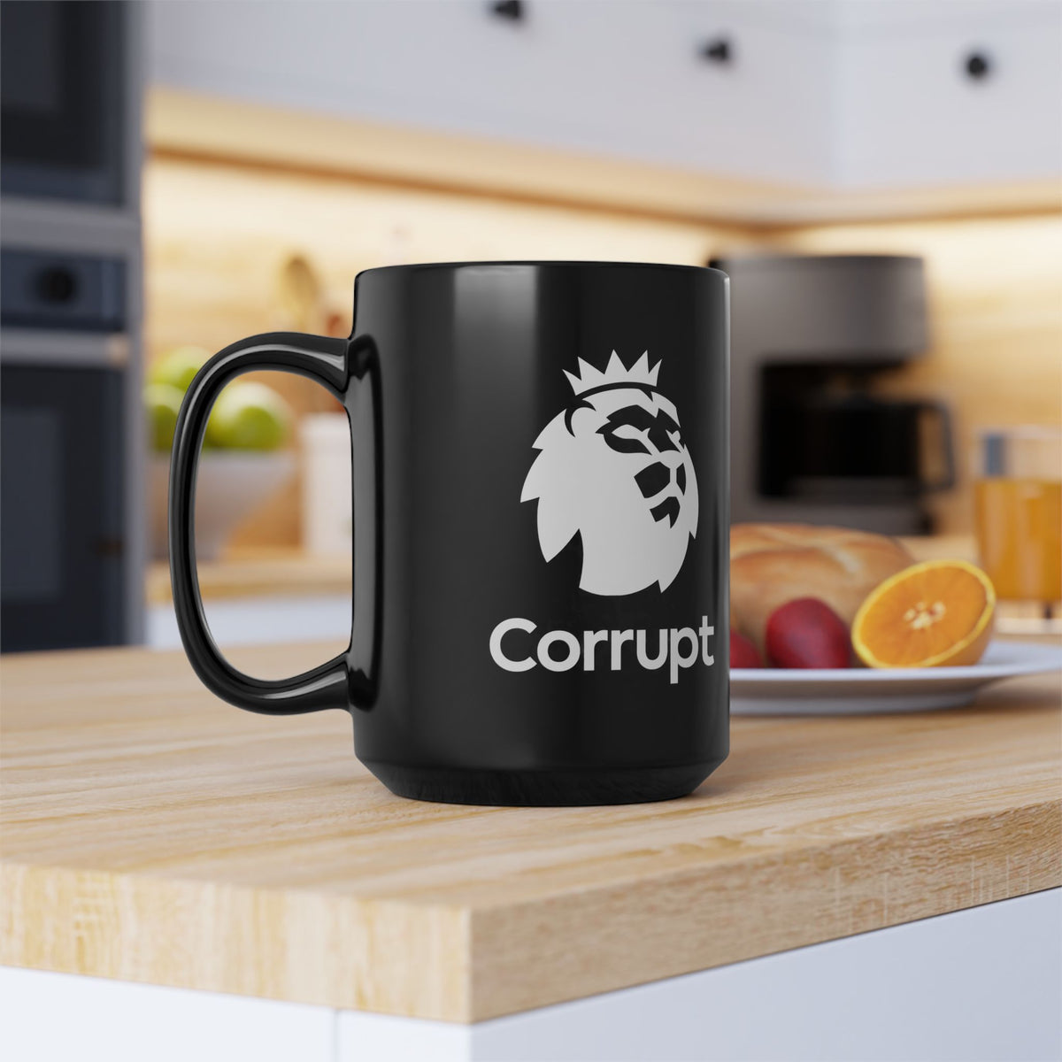 Premier League Corrupt Lion Logo Black Mug — 11oz/15oz Coffee Cup