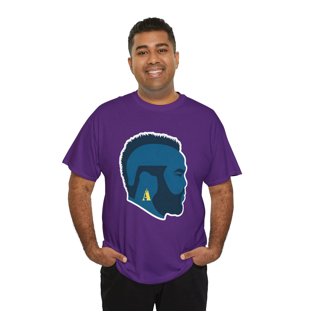 Mr T Profile Silhouette T‑Shirt – Blue Head & Gold Earring Graphic