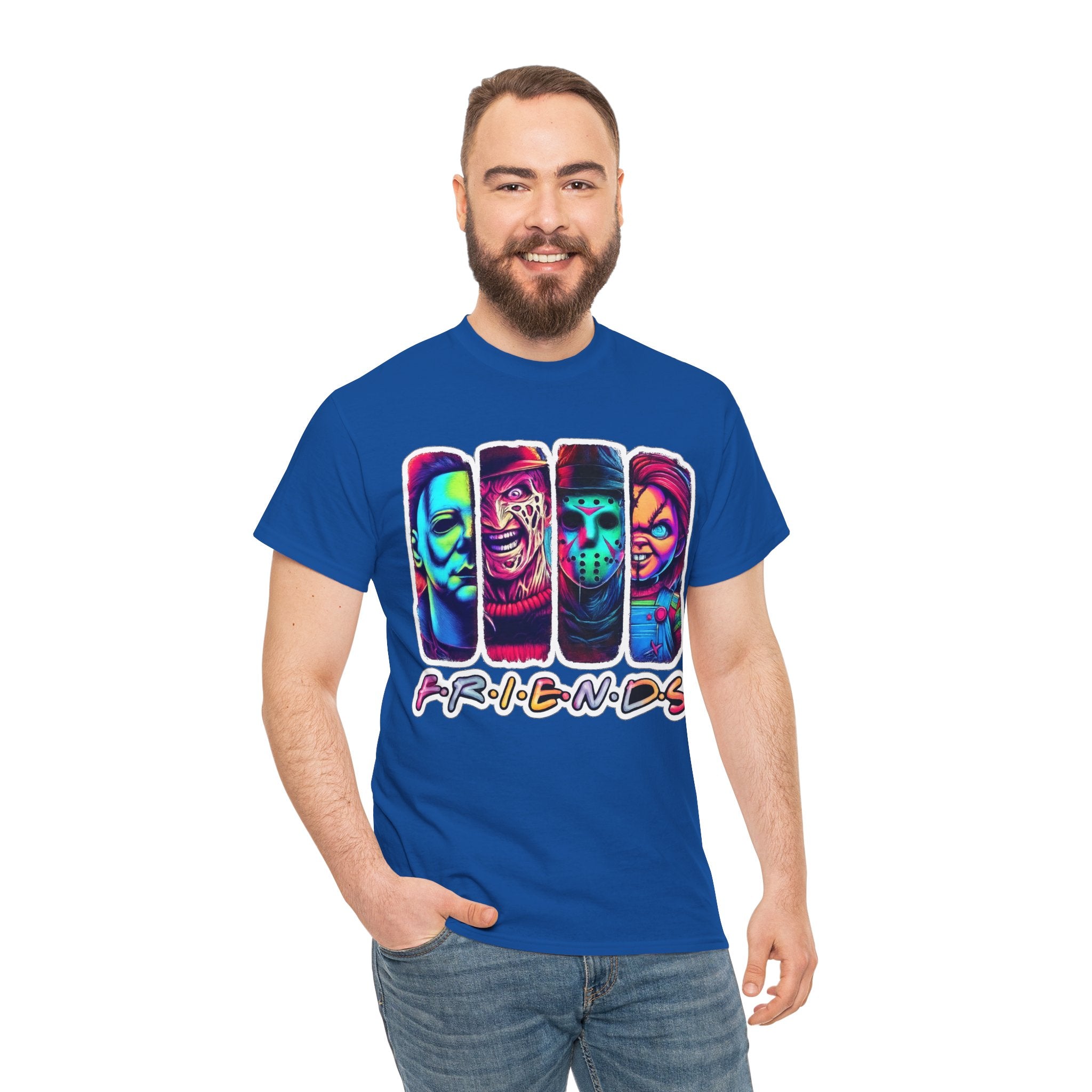 Halloween Horror Icons "Friends" T-Shirt — Neon Retro Slasher Tee