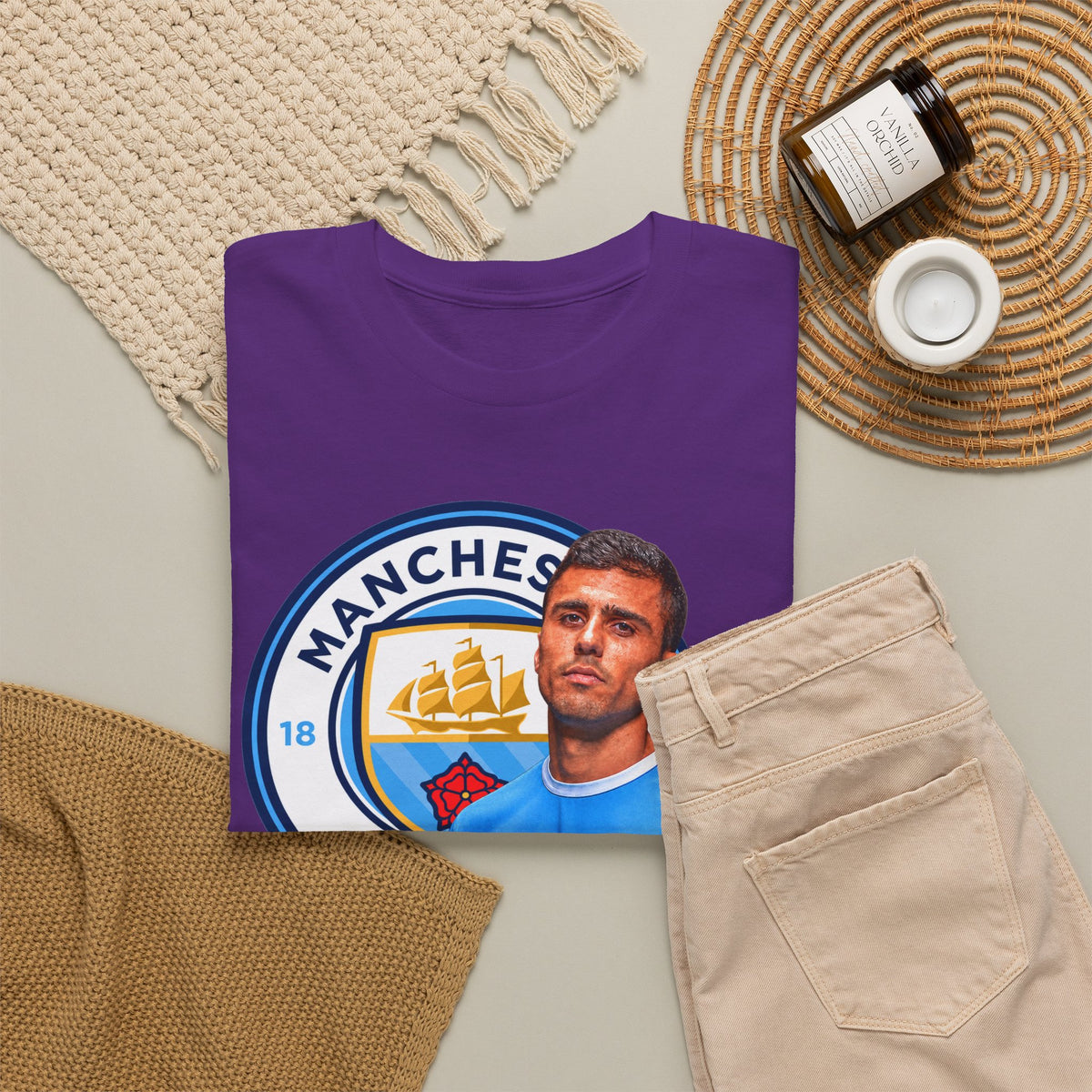 Rodri Manchester City Legend Football Tee — Player Portrait Soccer Shirt
