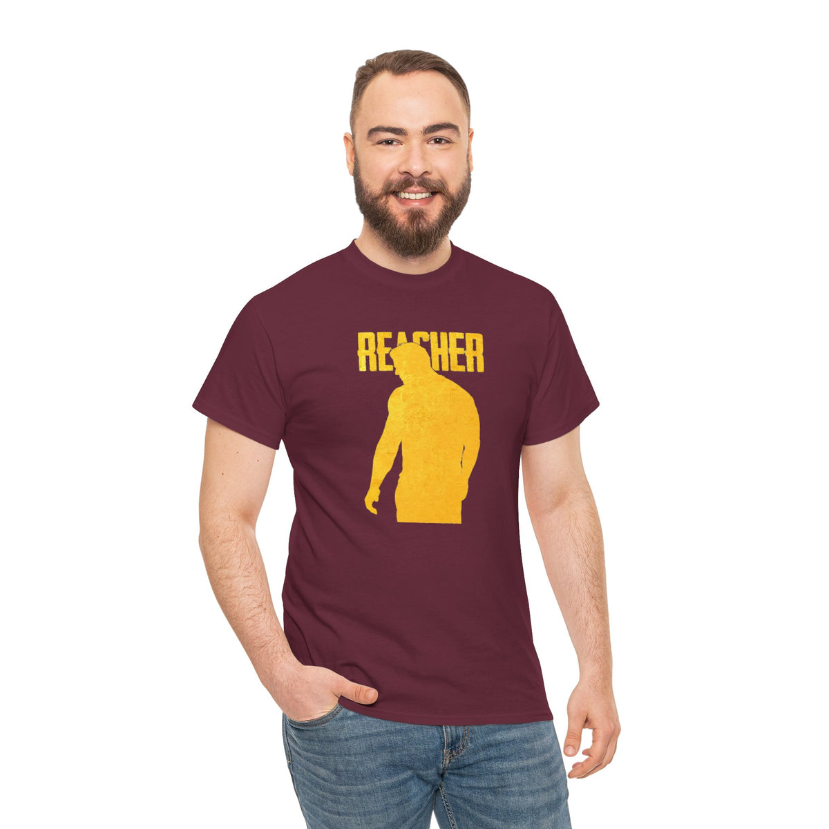 Reacher Silhouette Tee – Bold Yellow Graphic Shirt