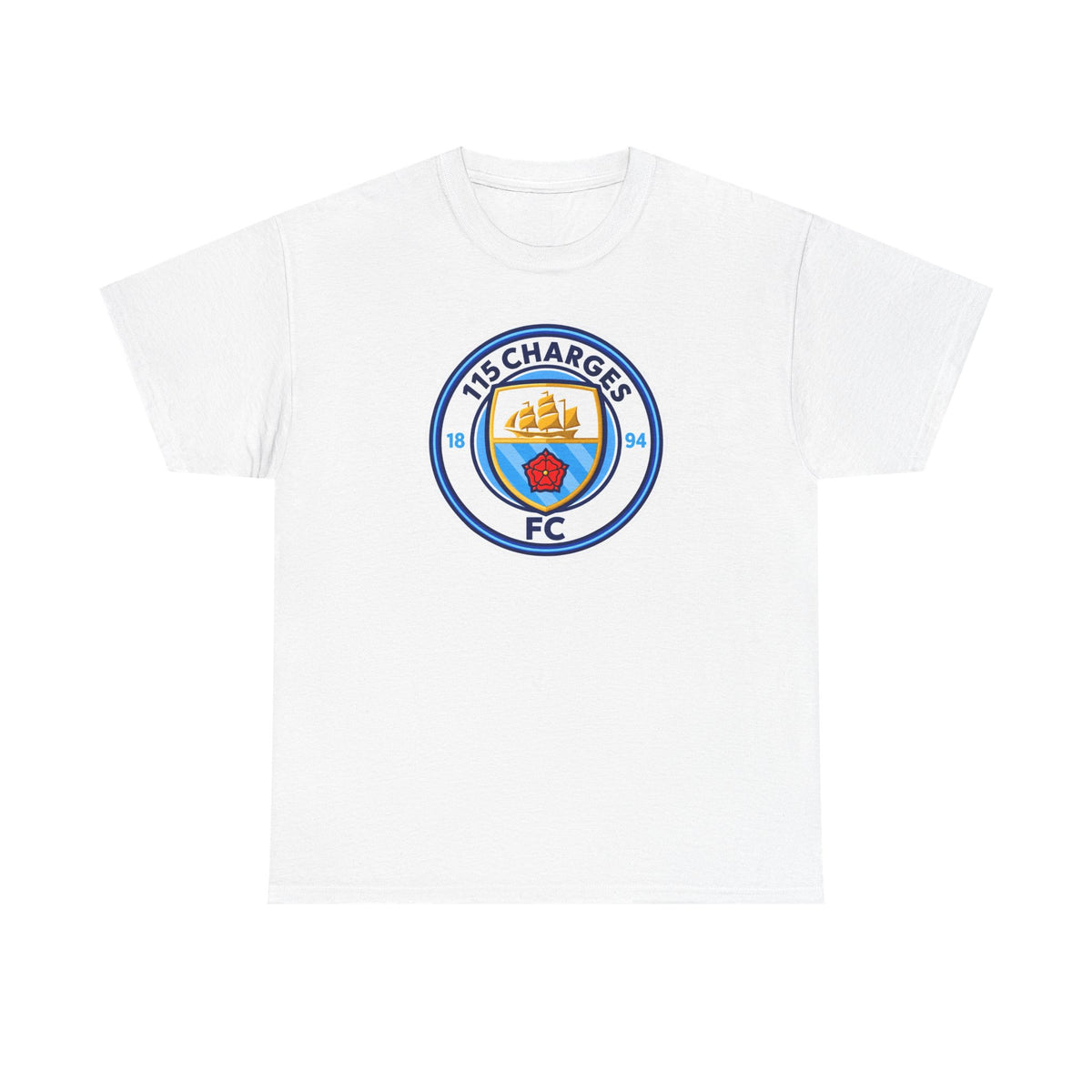 115 Charges FC Crest Cotton Tee — Vintage Blue Club Logo T-Shirt