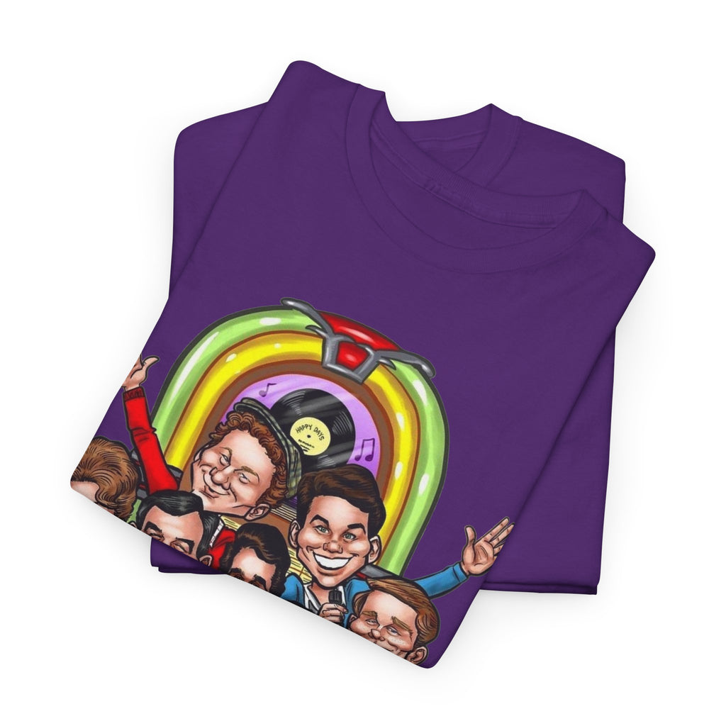 Happy Days Cast Caricature Tee — Retro 70s Sitcom Graphic T-Shirt