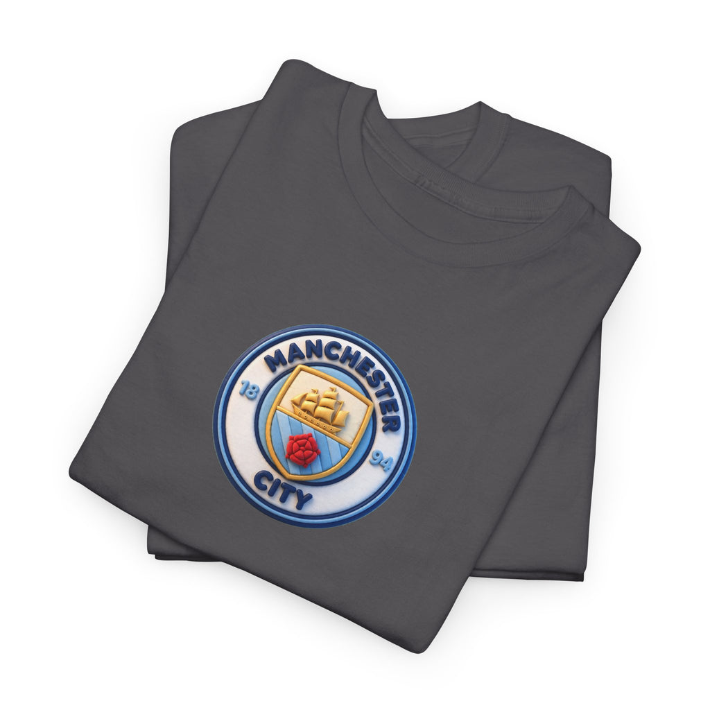 Manchester City Crest Unofficial 3D T-Shirt — Minimal Soccer Logo Tee