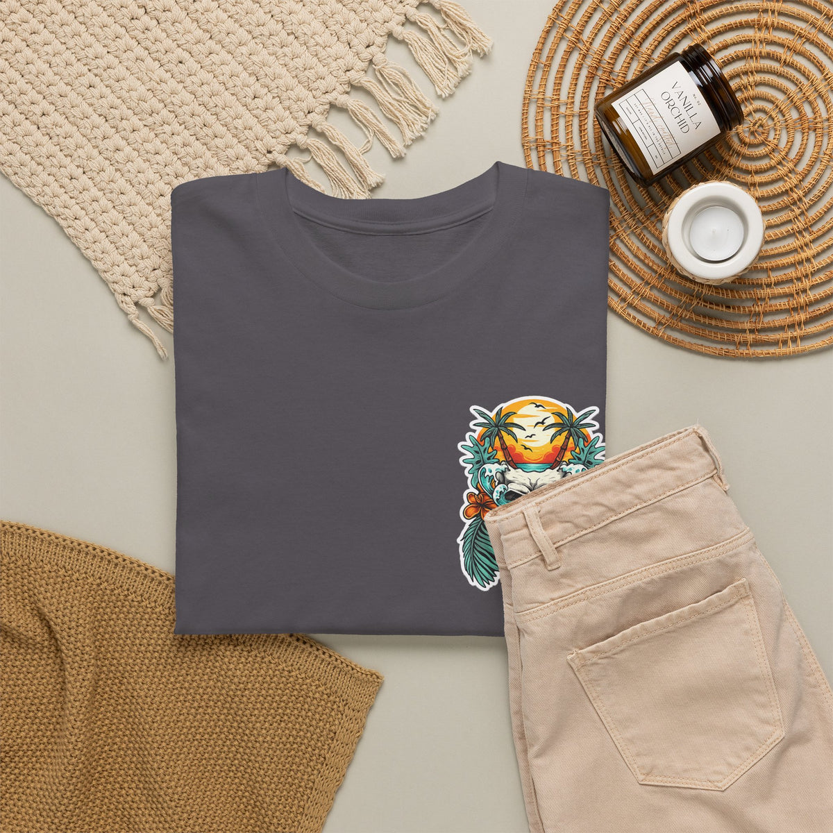 Tropical Skull Tee — Sunset Palm Beach Skull T-Shirt