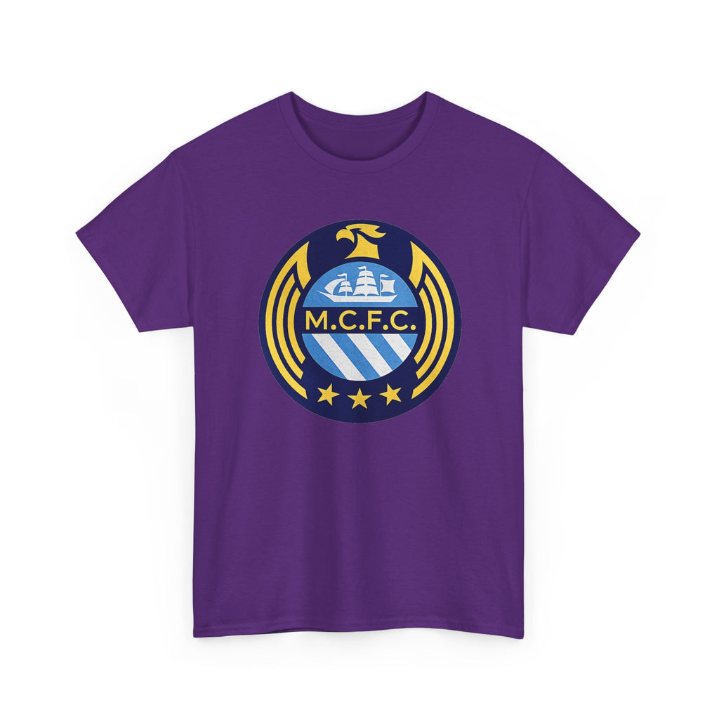 MCFC Crest T-Shirt — Vintage Blue & Gold Soccer Tee
