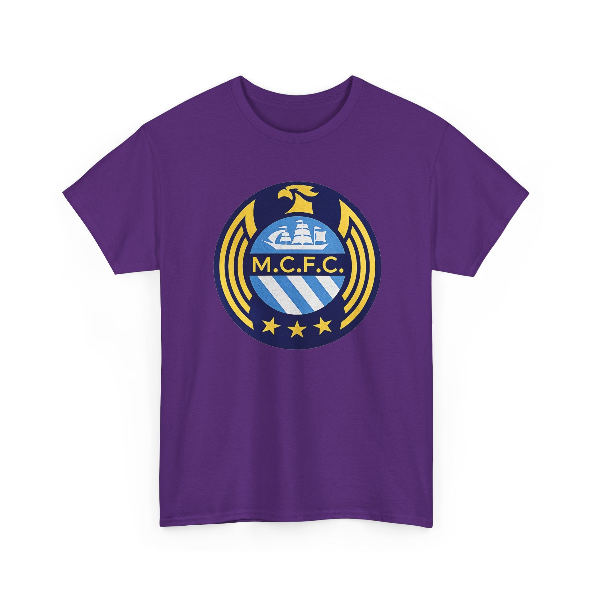 MCFC Crest T-Shirt — Vintage Blue & Gold Soccer Tee