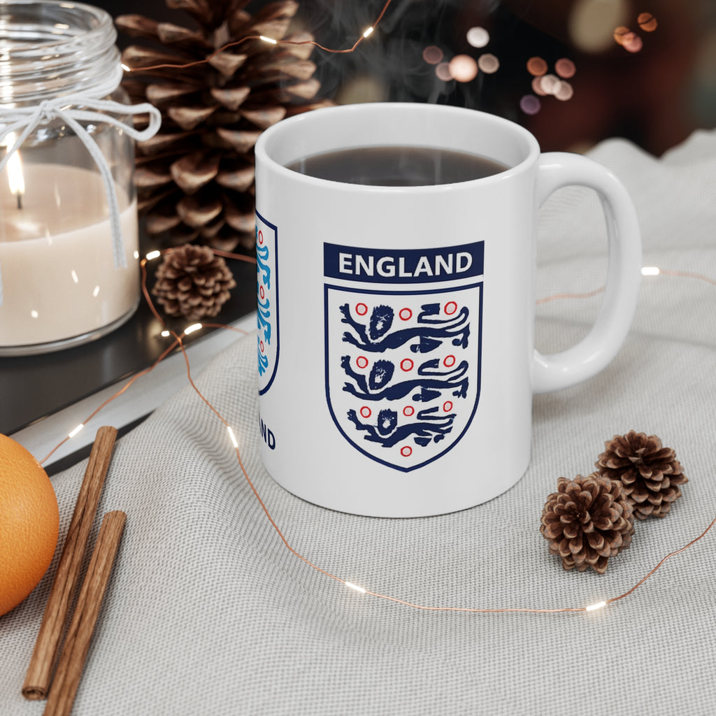 England Three Lions Ceramic Coffee Mug — 11oz & 15oz Football Fan Gift