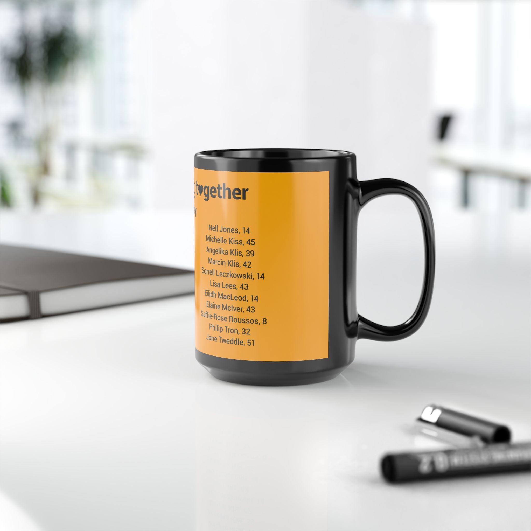 Manchester Arena Memorial Names Black Mug — "Remembering Together 22 May" Tribute Coffee Cup (11oz/15oz)