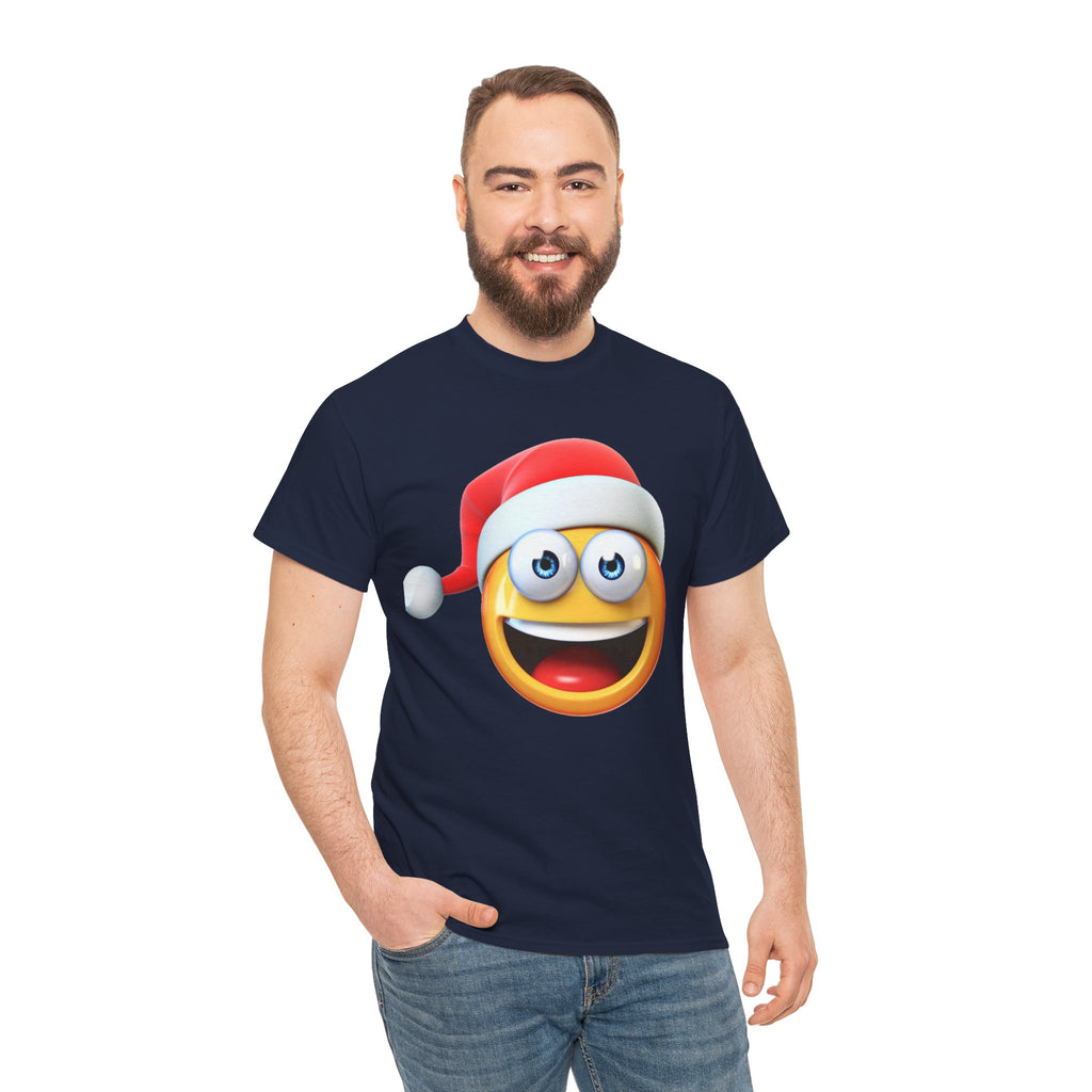Christmas Emoji T-Shirt — Santa Hat Smiley Holiday Tee