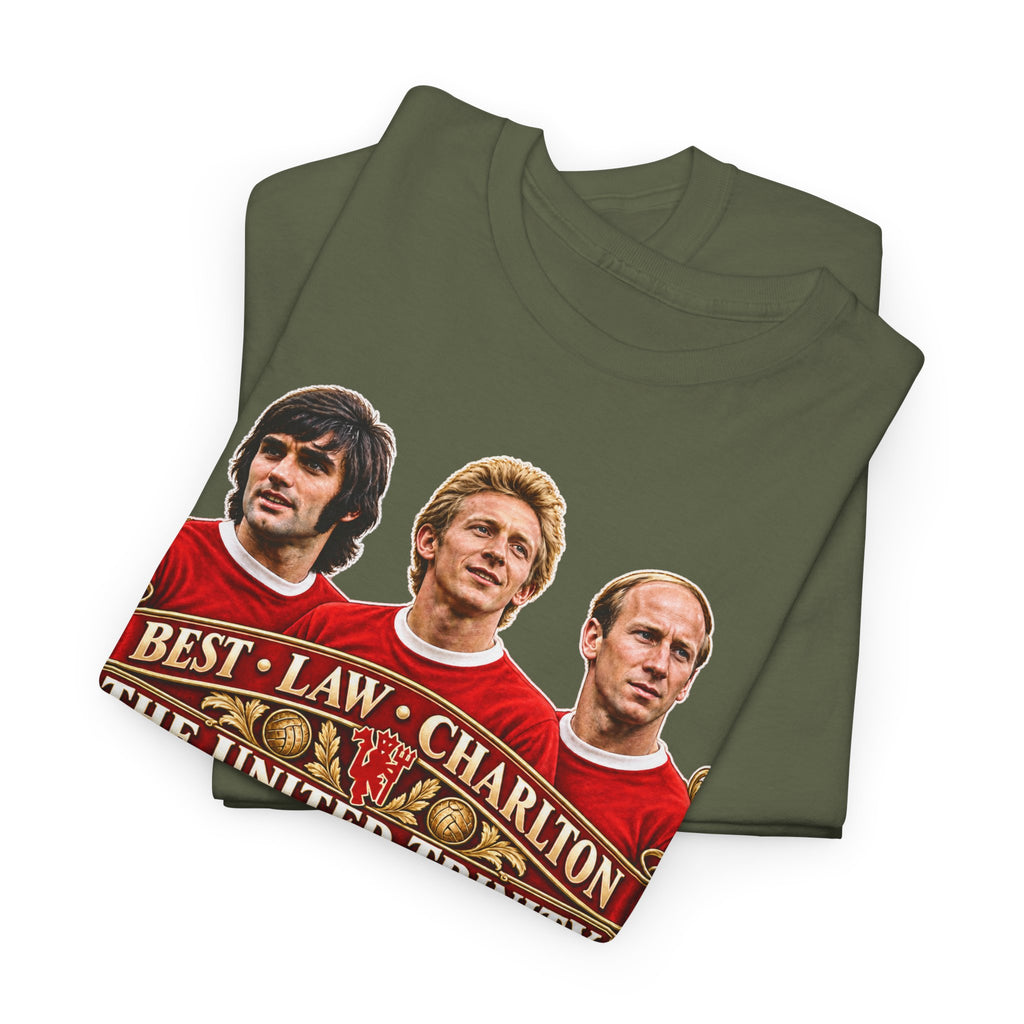 T-Shirt — 'The United Trinity: Best · Law · Charlton' Vintage Football Tribute Tee