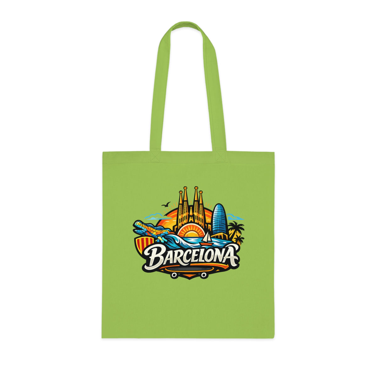 Barcelona Skyline Cotton Tote — Souvenir Travel Beach Bag