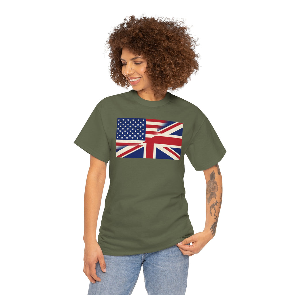 USA-UK Flag Graphic Tee — American British Union Jack Mashup T-Shirt