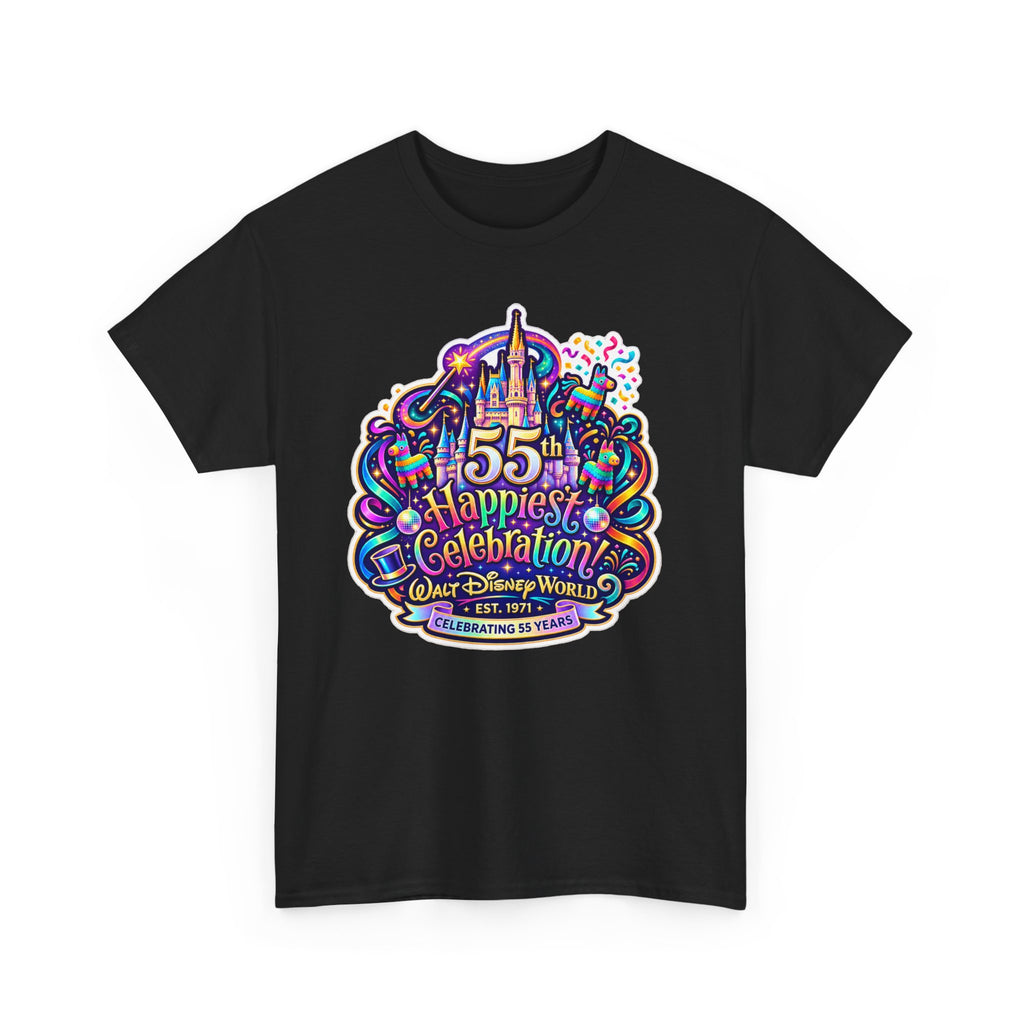 T-Shirt — "55th Happiest Celebration" Colorful Anniversary Castle Graphic Tee