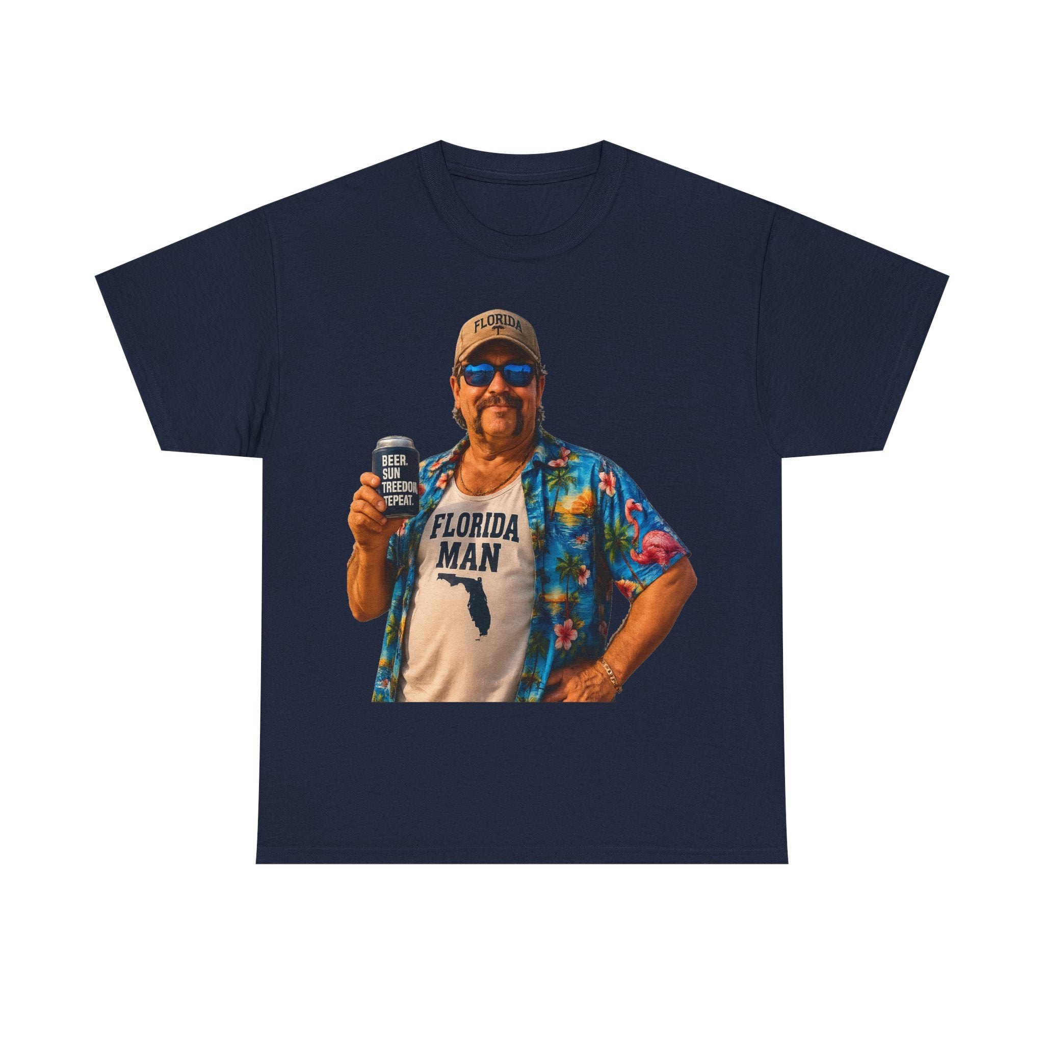 Florida Man Graphic Tee — Funny Vacation Shirt with Hawaiian Shirt Design