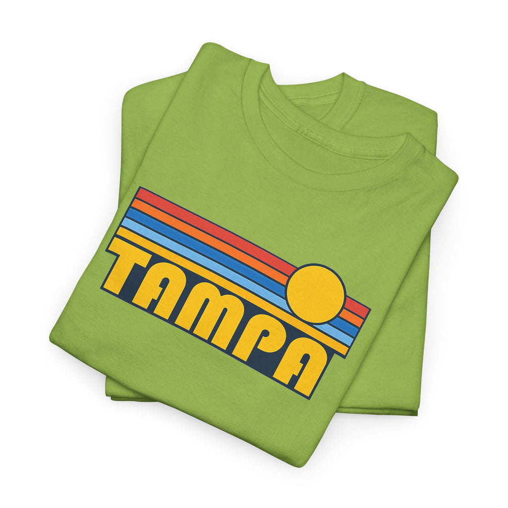 Tampa Retro Sunset T-Shirt — Vintage 70s Striped Beach Tee
