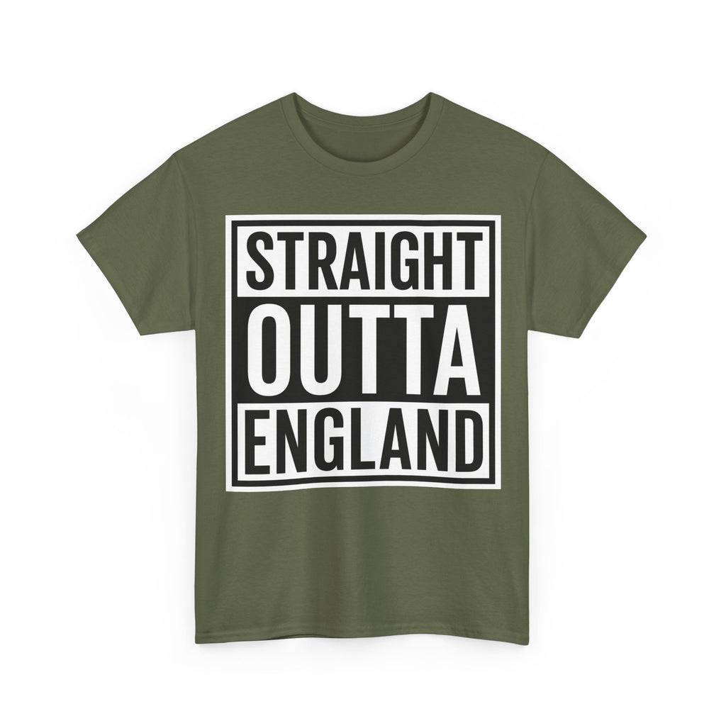 Straight Outta England T-Shirt — Bold Black Typography Tee for Brits & Expats