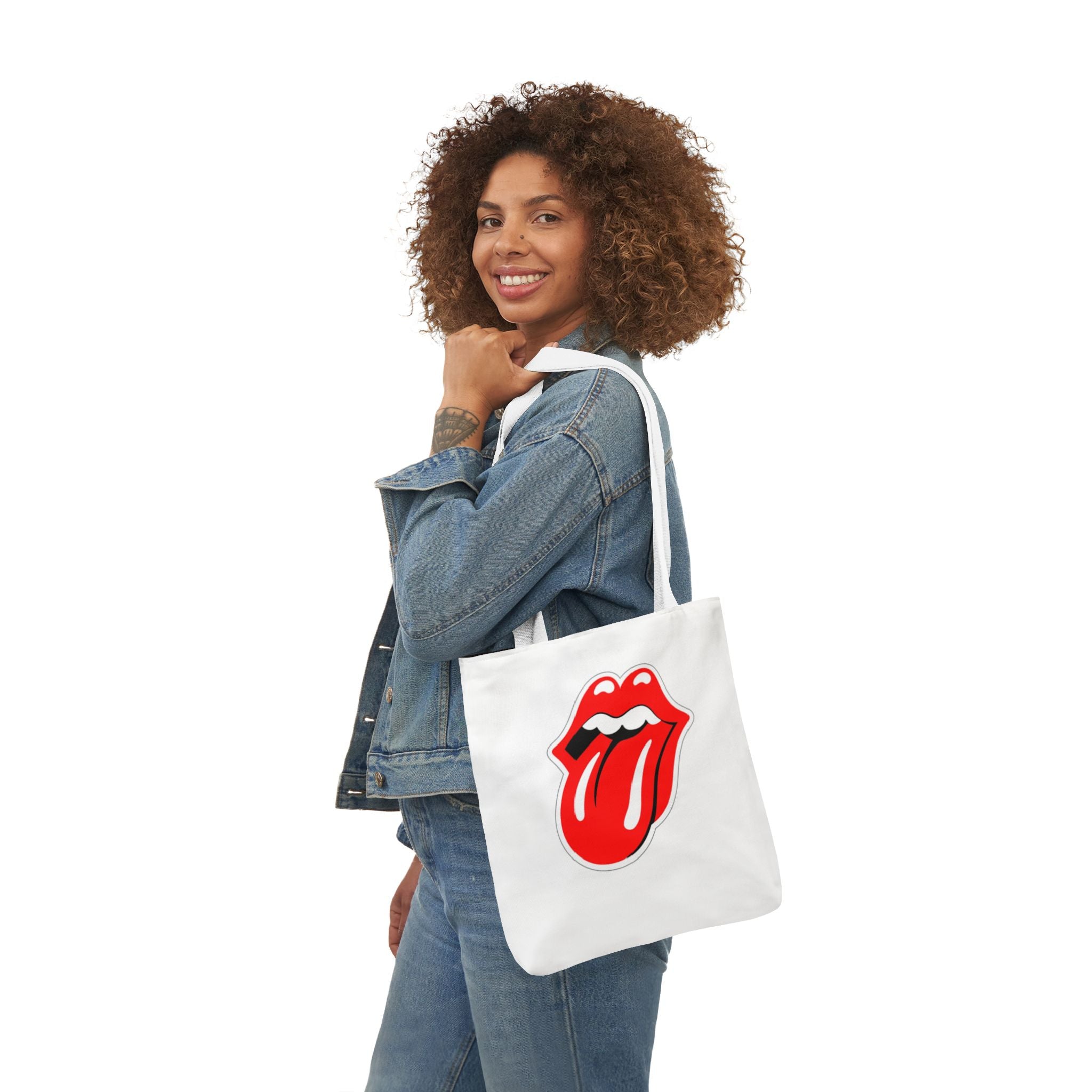 Rock & Roll Tongue Canvas Tote Bag — Retro Lip Graphic