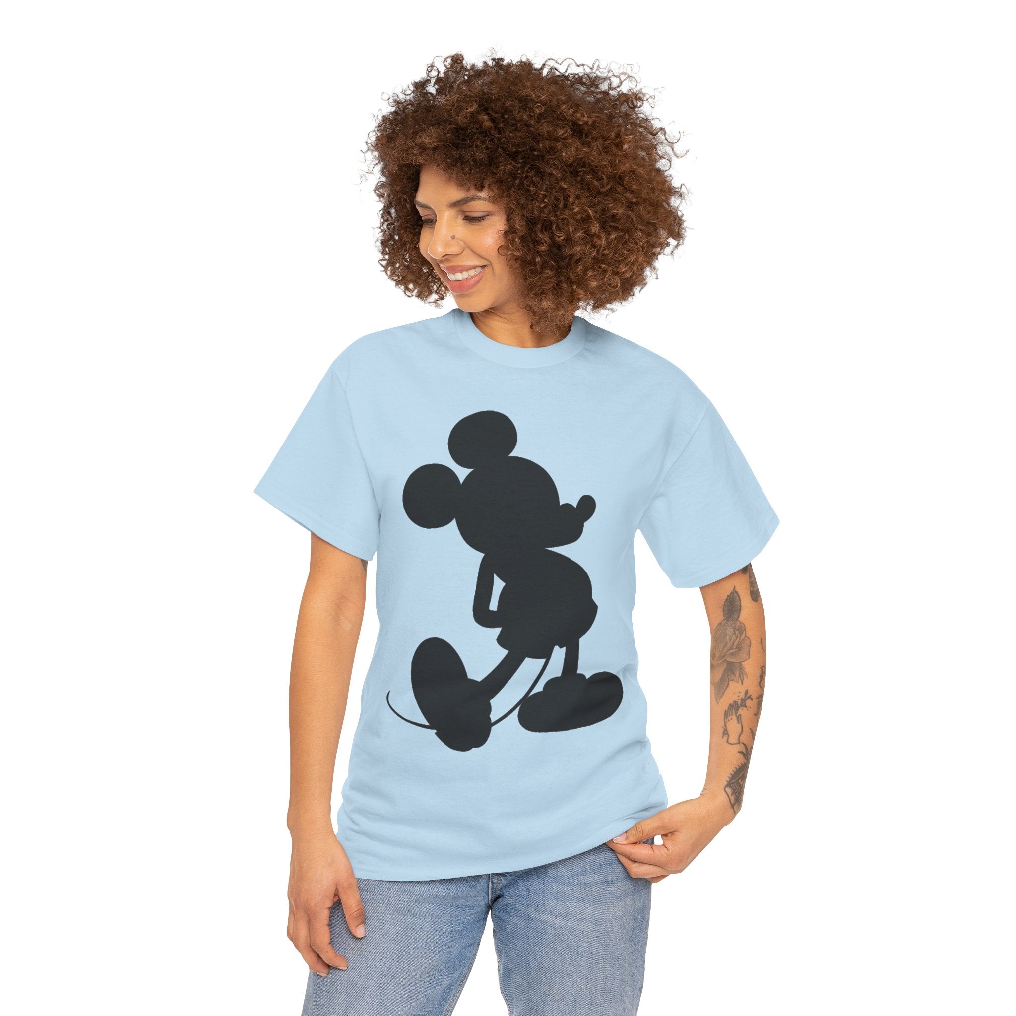 Mickey Mouse Silhouette Graphic Tee — Retro Cartoon Shadow T-Shirt