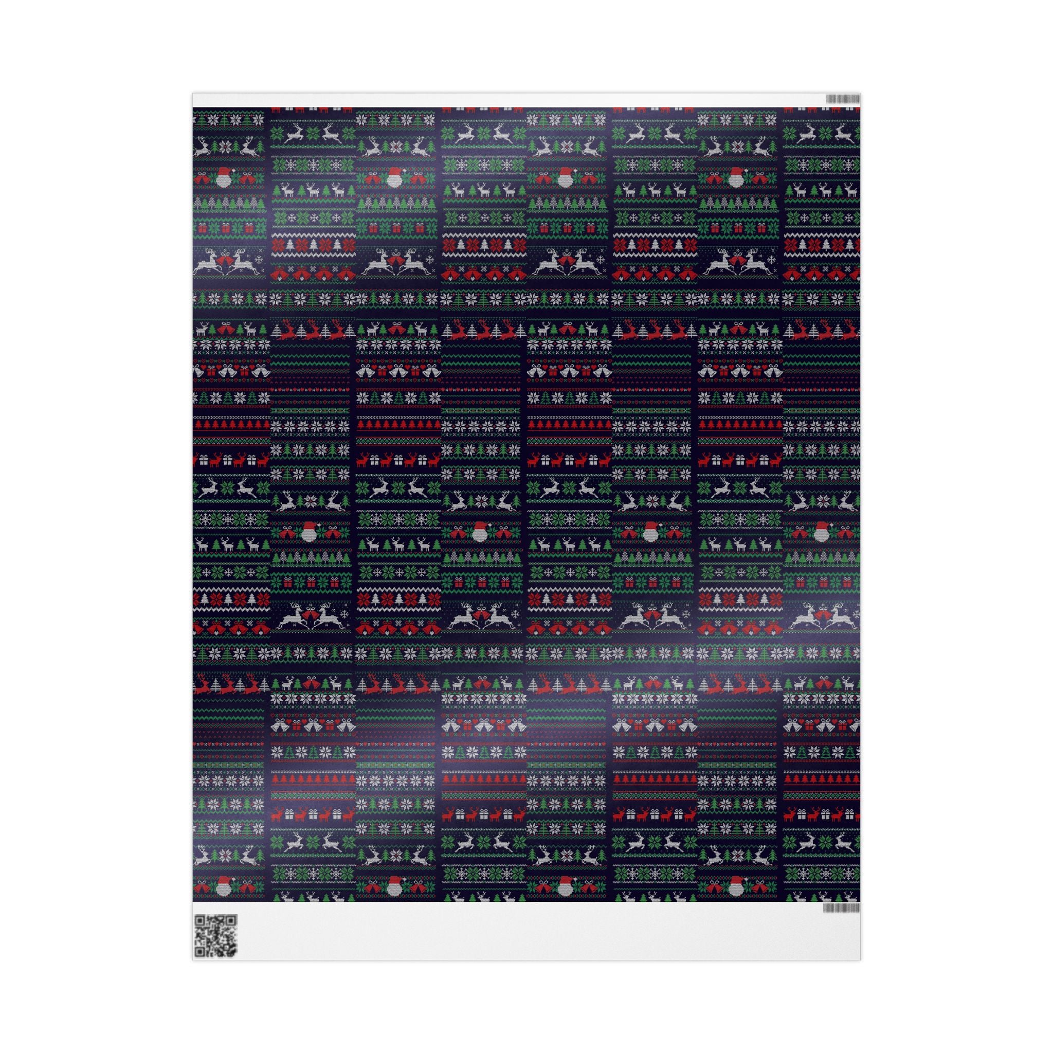 Wrapping Paper - Dark Holiday Fair Isle Reindeer & Snowflake Gift Wrap