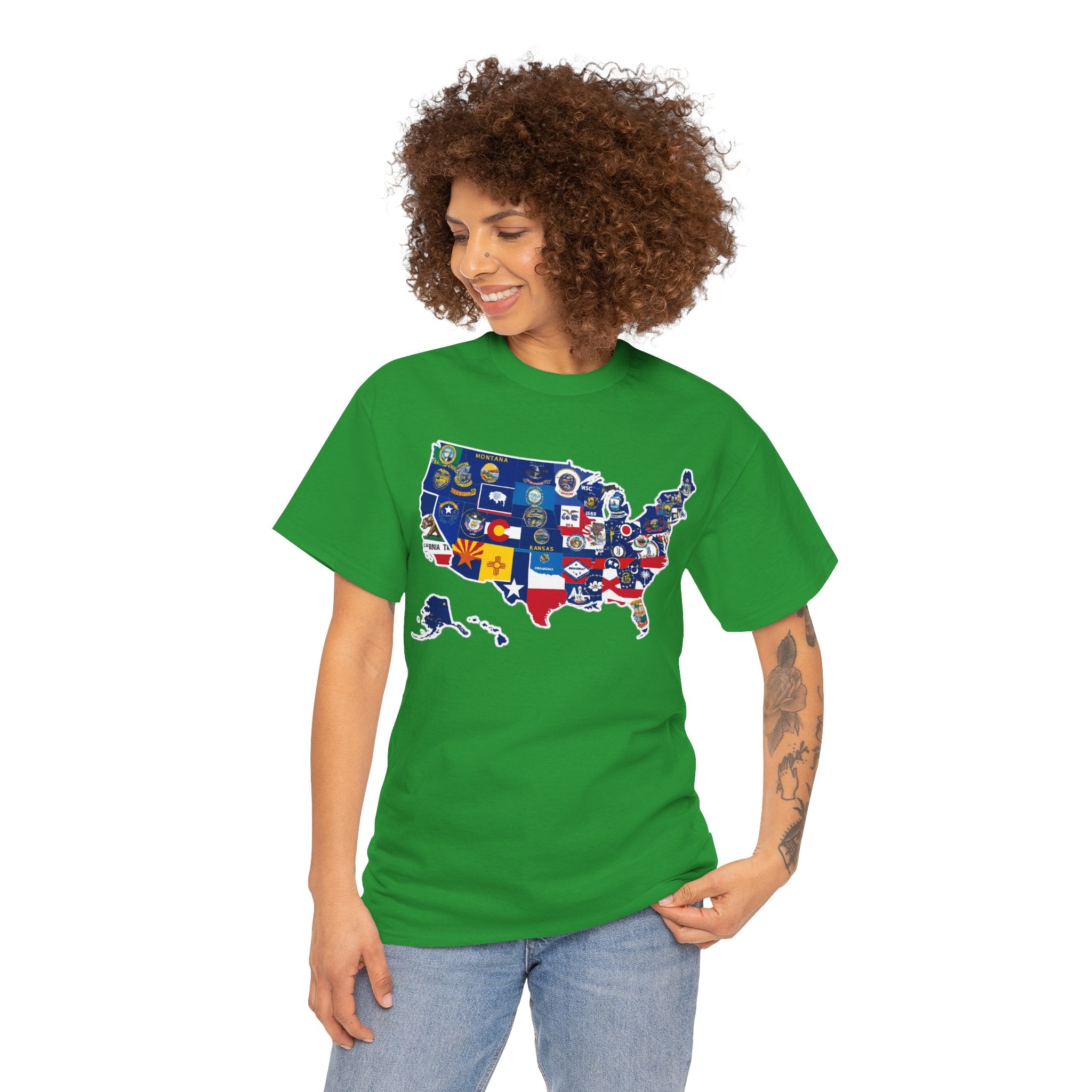 USA Map Flag T-Shirt — United States State Flag Map Tee