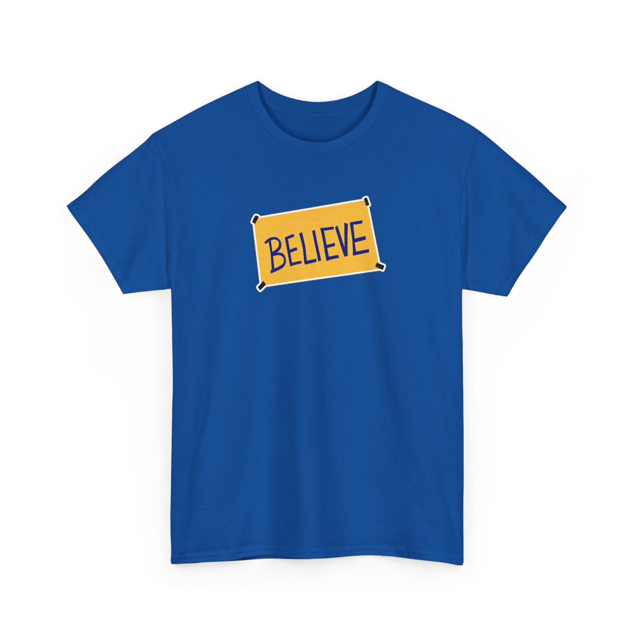 Ted Lasso Inspired Believe Graphic Tee — Inspirational Yellow Patch T-Shirt