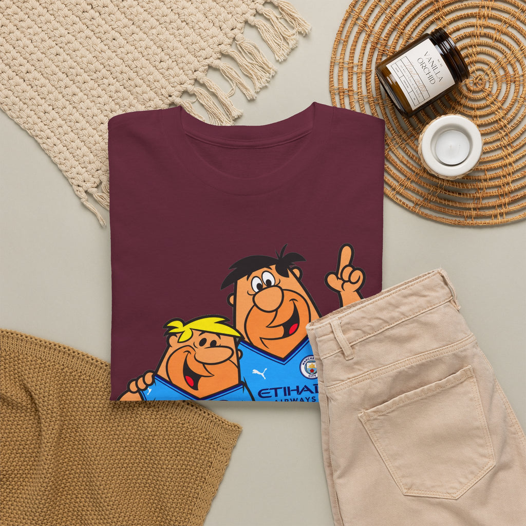 Manchester City The Flintstones Etihad Airways Cartoon Cotton T-Shirt