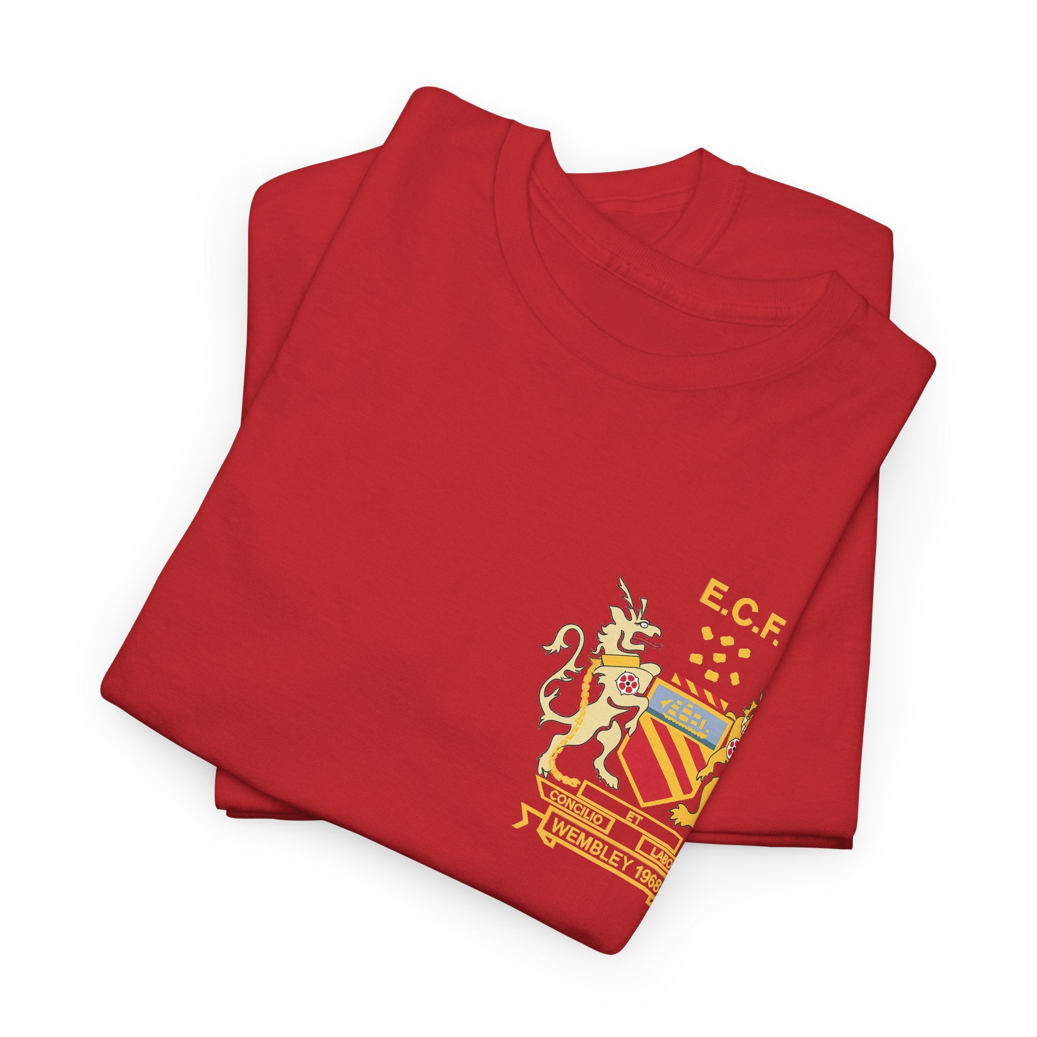 Manchester United Wembley 1968 Heraldic Crest Tee — Vintage Coat of Arms Chest Print