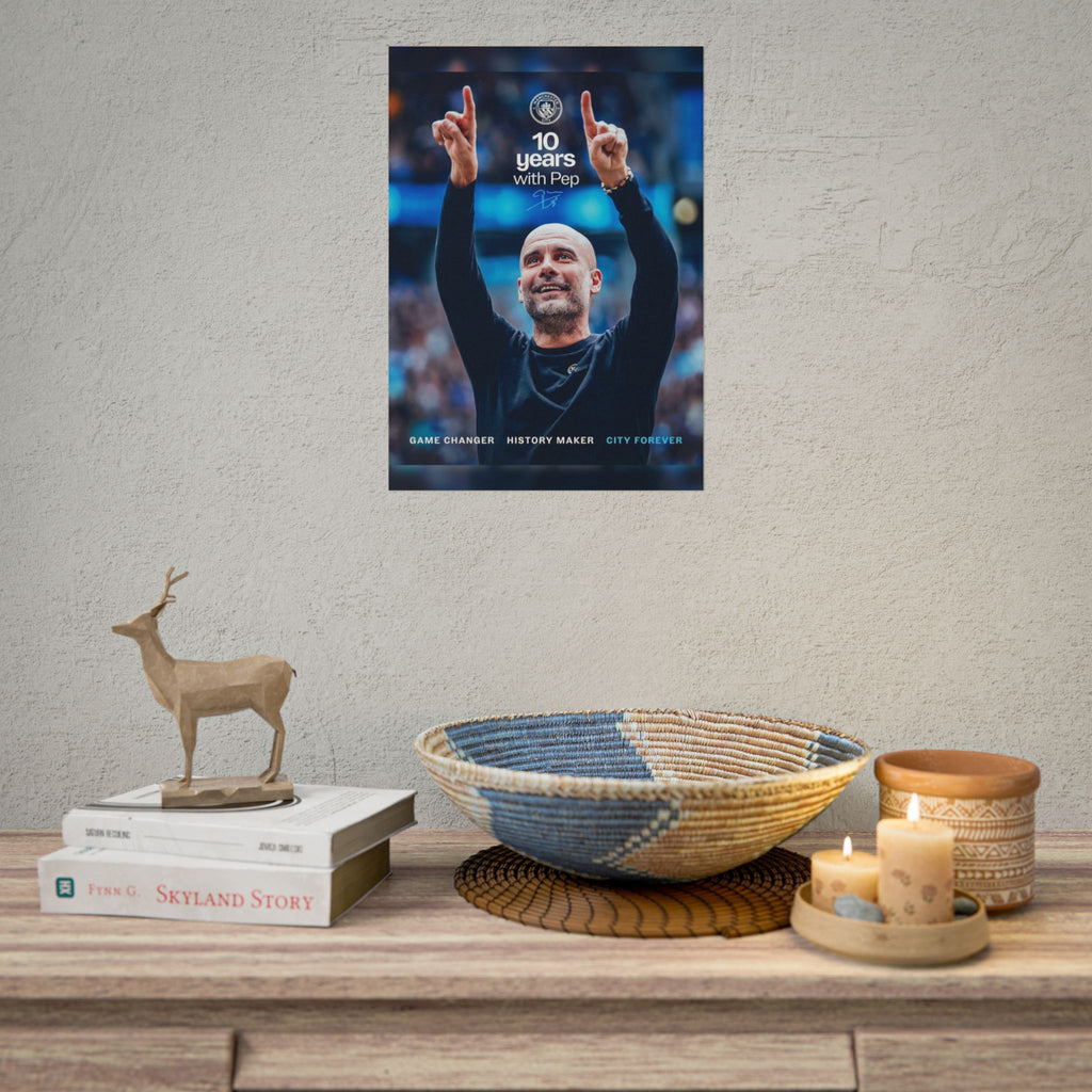 Manchester City Rolled Poster — "10 Years with Pep" Commemorative Sports Tribute