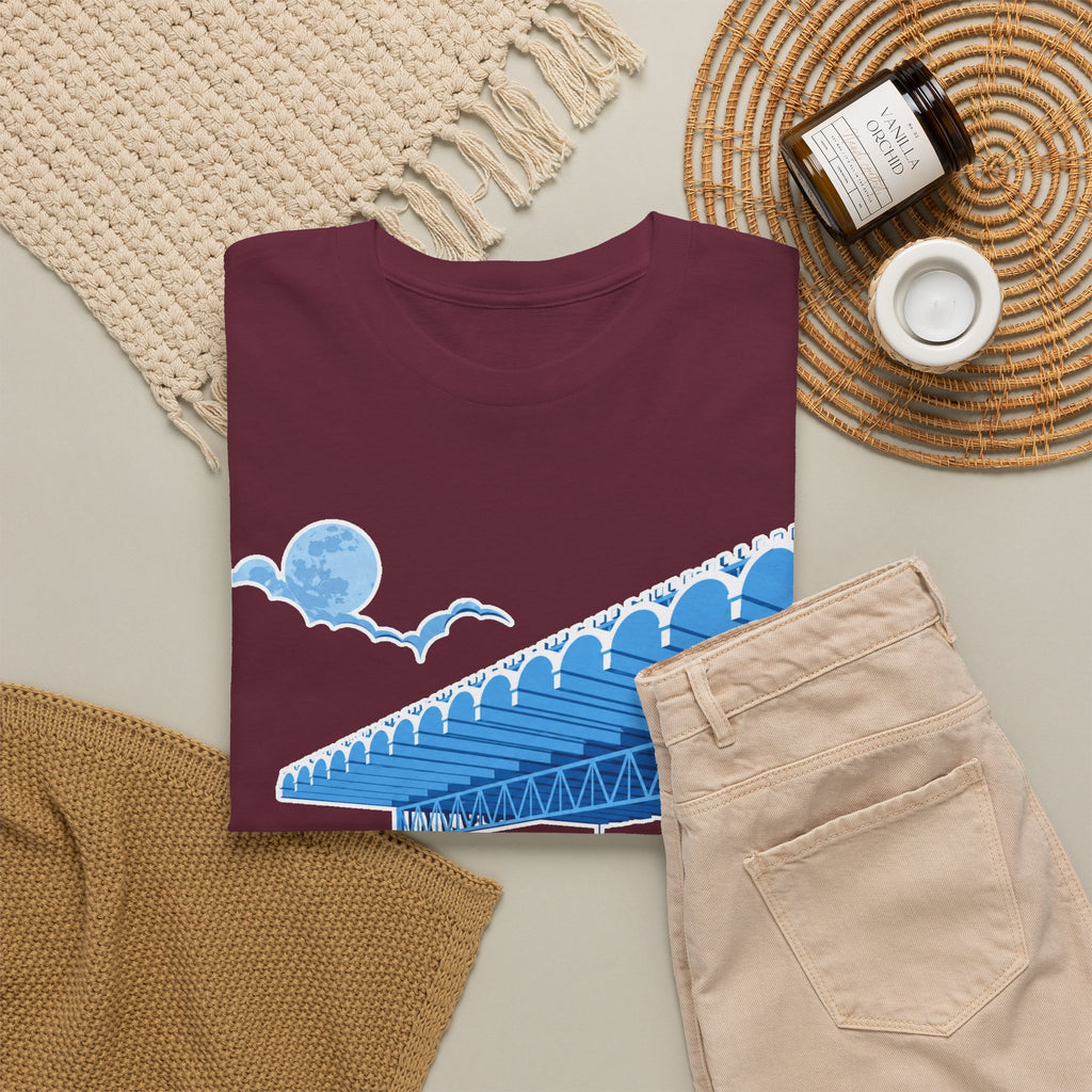 Manchester City Maine Road, Main Stand Cotton T-Shirt — Blue Retro Sports Venue Tee