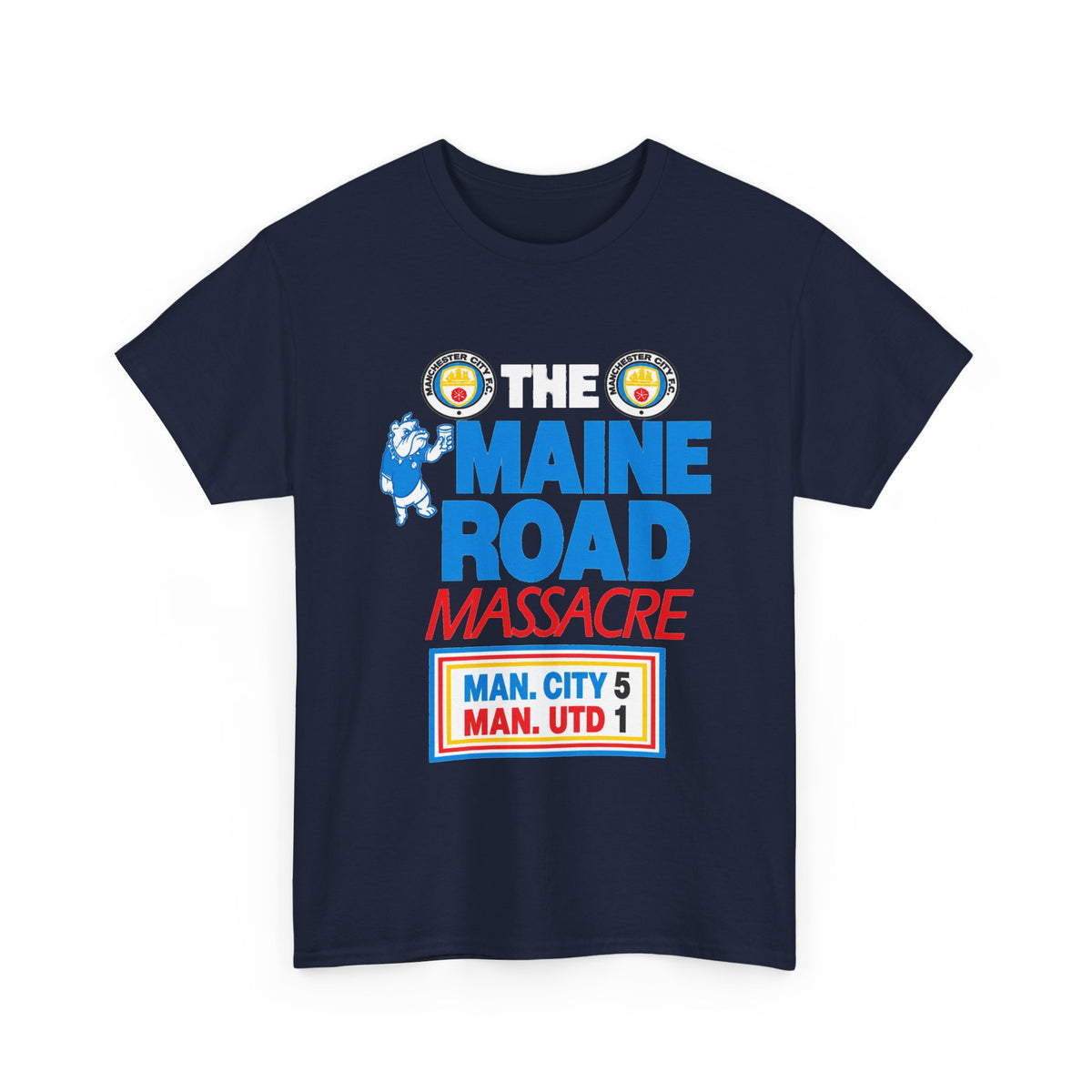 Maine Road Massacre Retro Cotton T-Shirt — Man City 5 vs Man Utd 1 Retro September 1989 Derby T‑Shirt