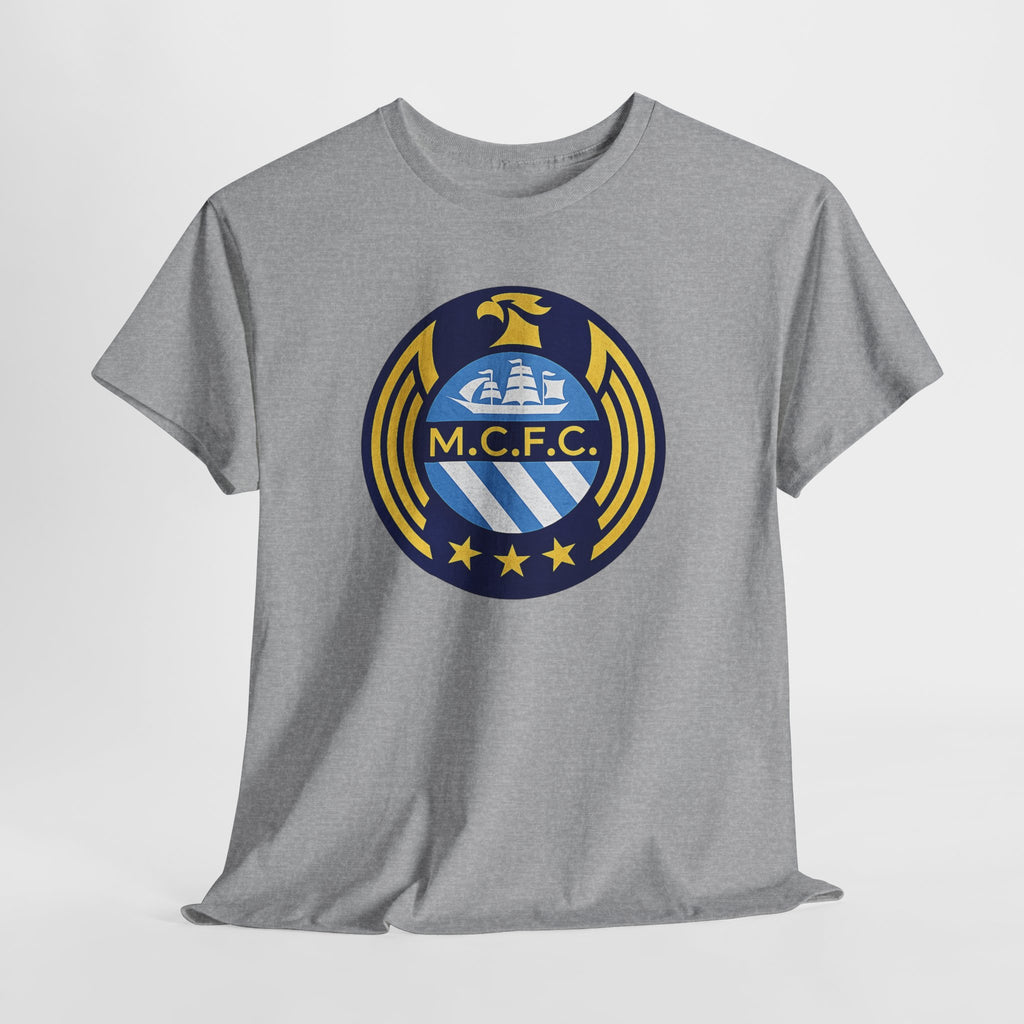 MCFC Crest T-Shirt — Vintage Blue & Gold Soccer Tee